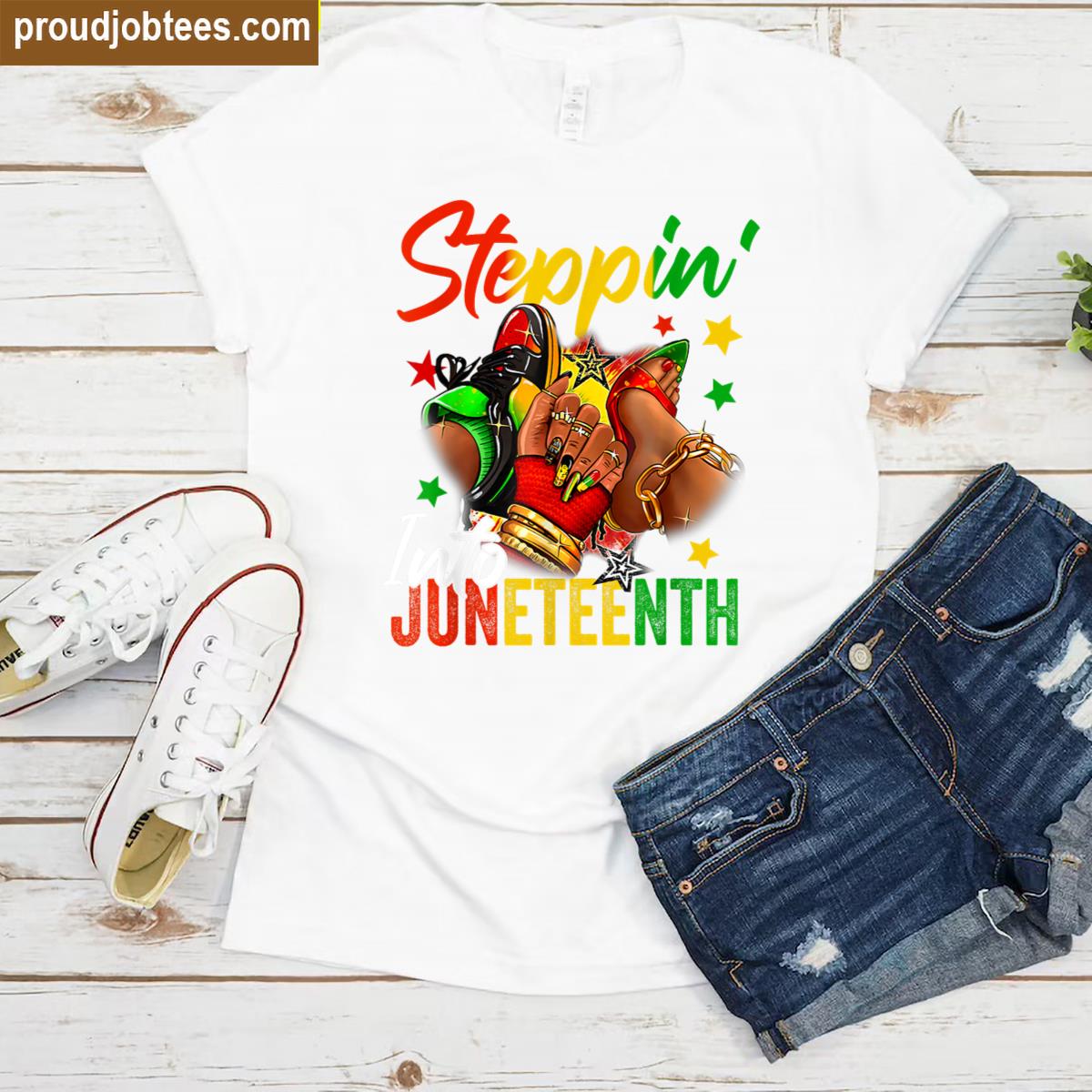 Juneteenth Afro Girl Sneakers Graphic Tee Shirt