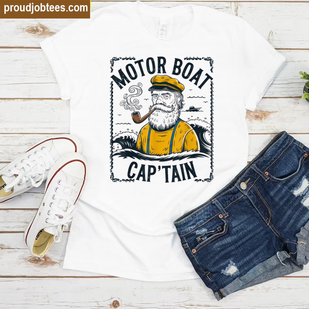 Motor Boat Captain Graphic Tee For Men Women Shirt