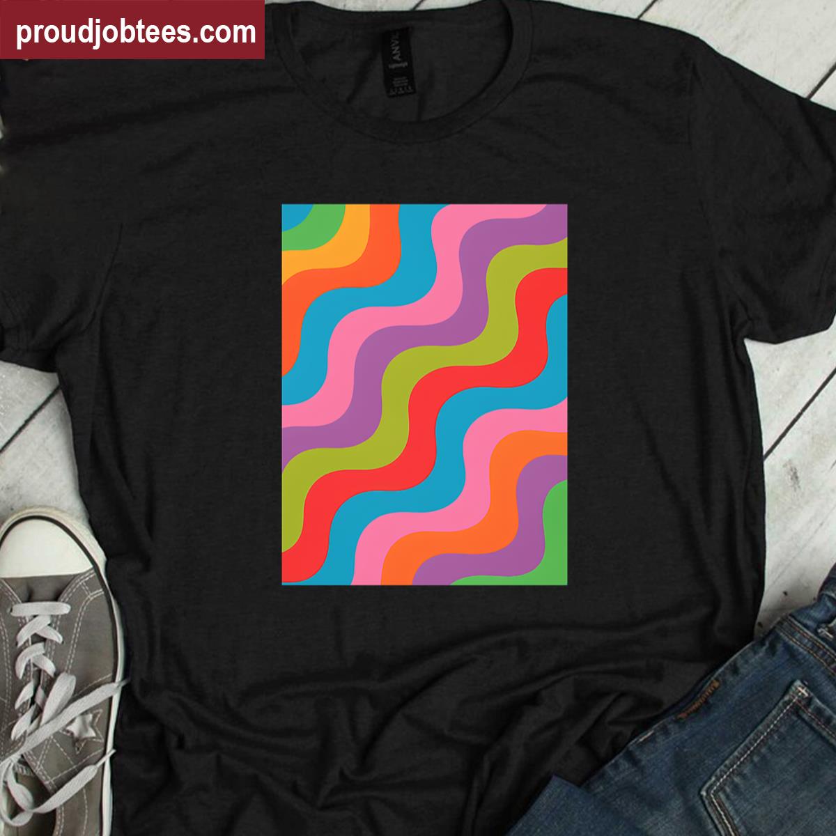 Neon Rainbow Graphic Tee Vibrant Design Shirt