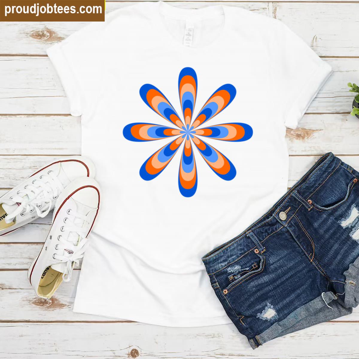 Orange Blue Retro Tee Shirt