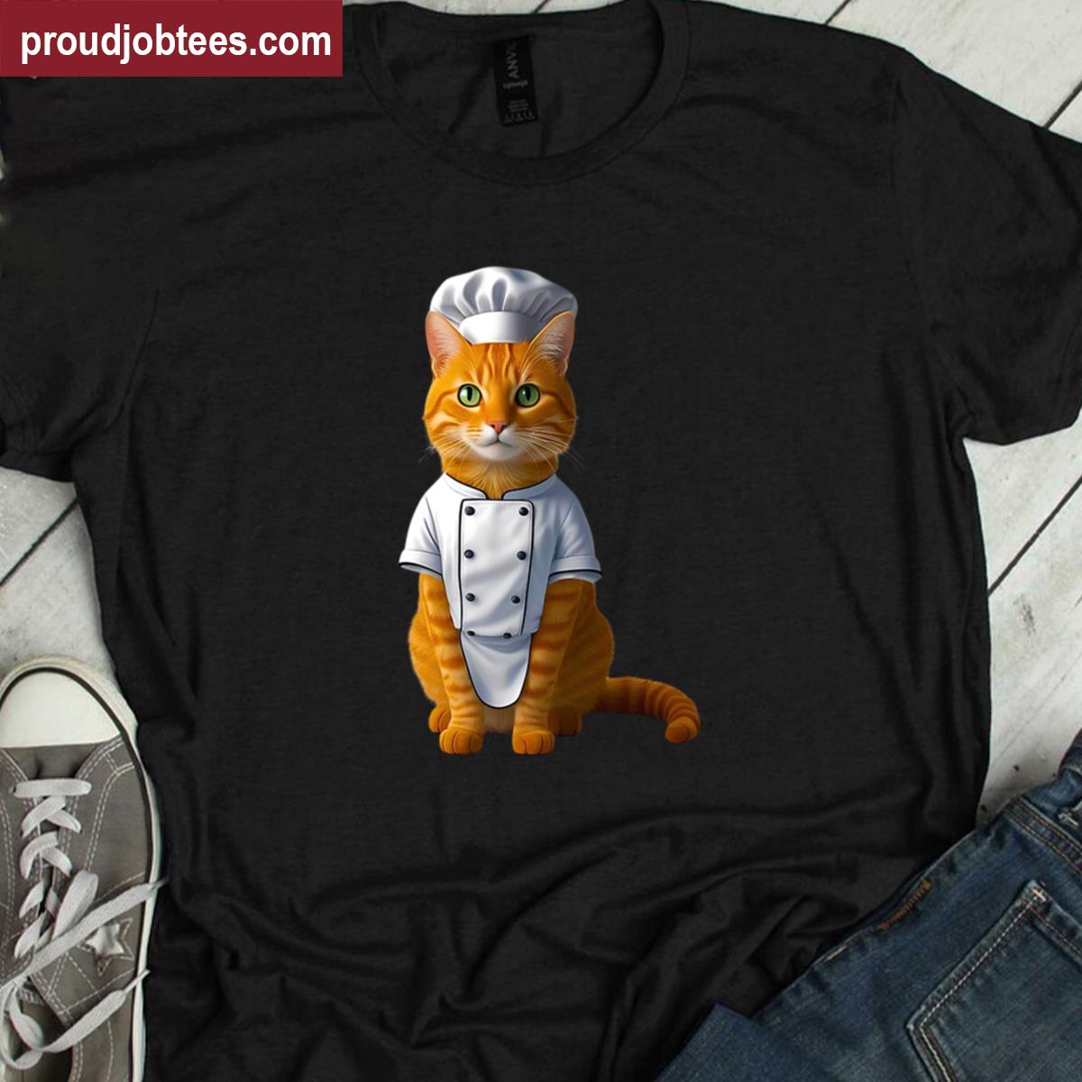 Orange Tabby Cat Chef Tee Shirt