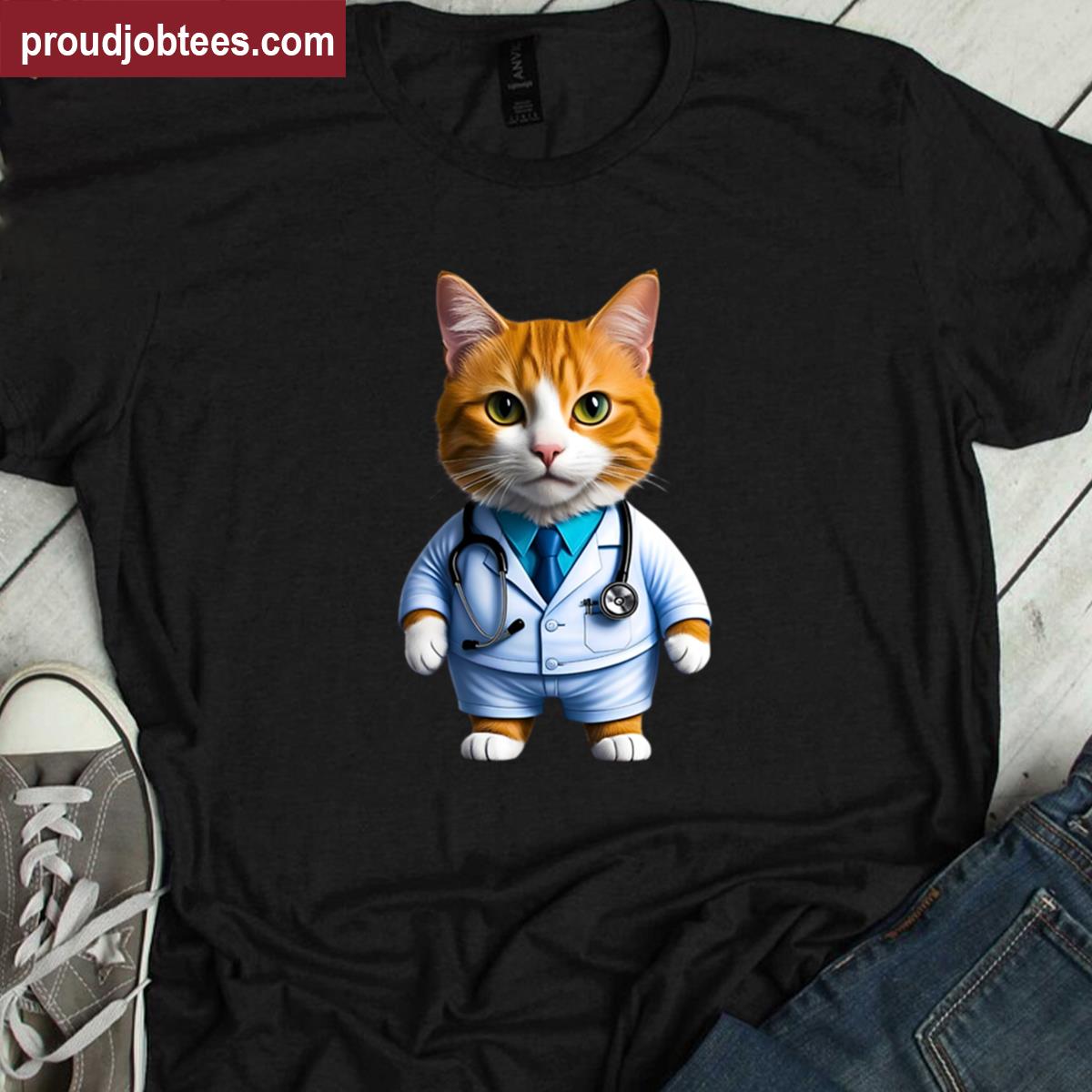 Orange Tabby Cat Physician Tee Shirt