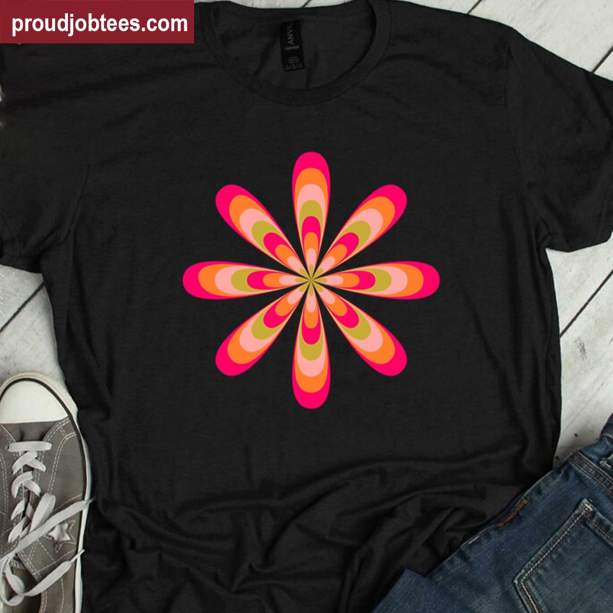Pink Retro Tee Colorful Design Shirt