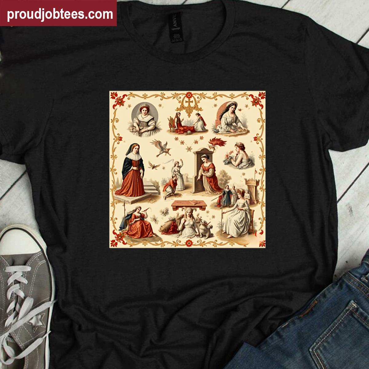 Queens Princess Toile Design Tee Shirt