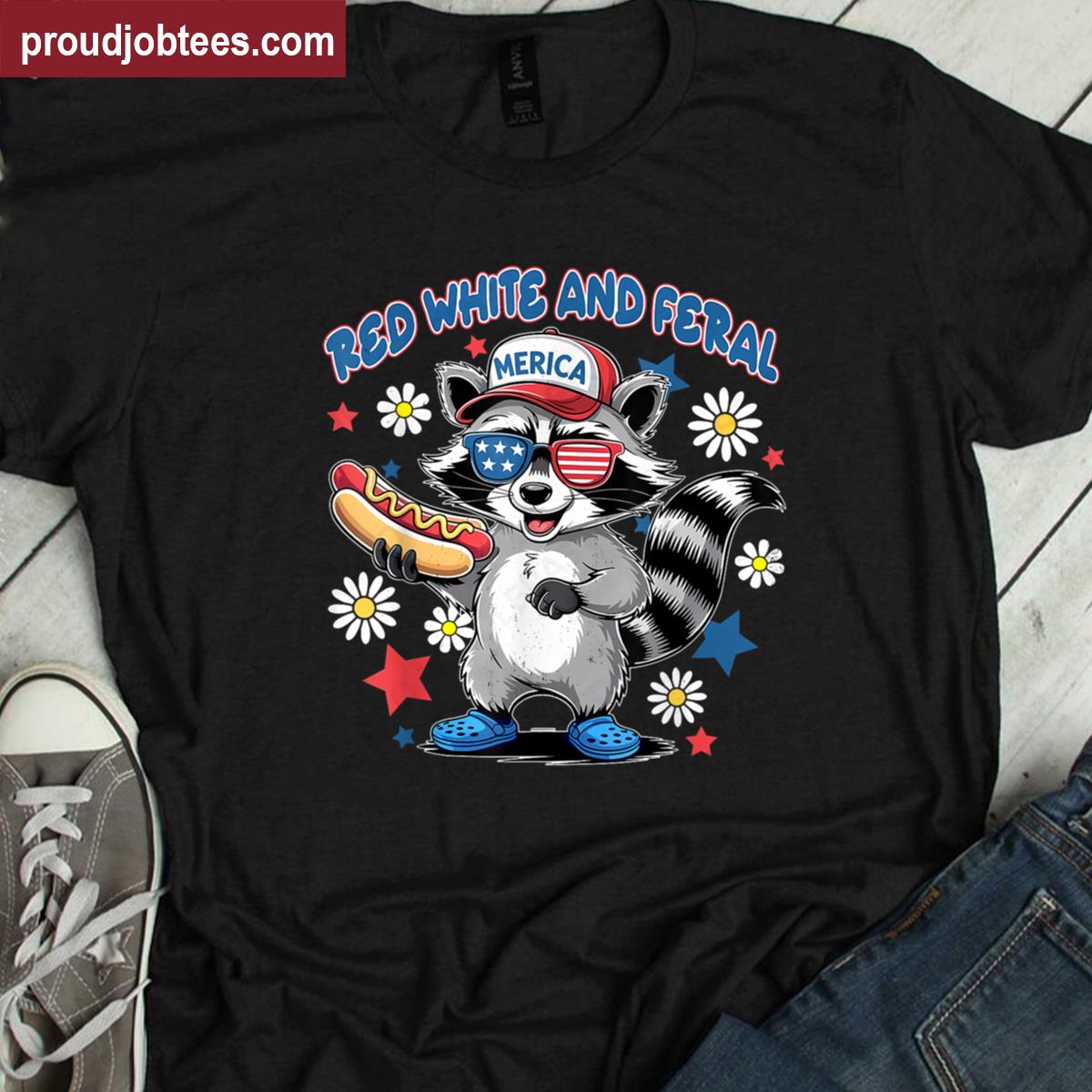 Red Raccoon Hot Dog Tee Shirt
