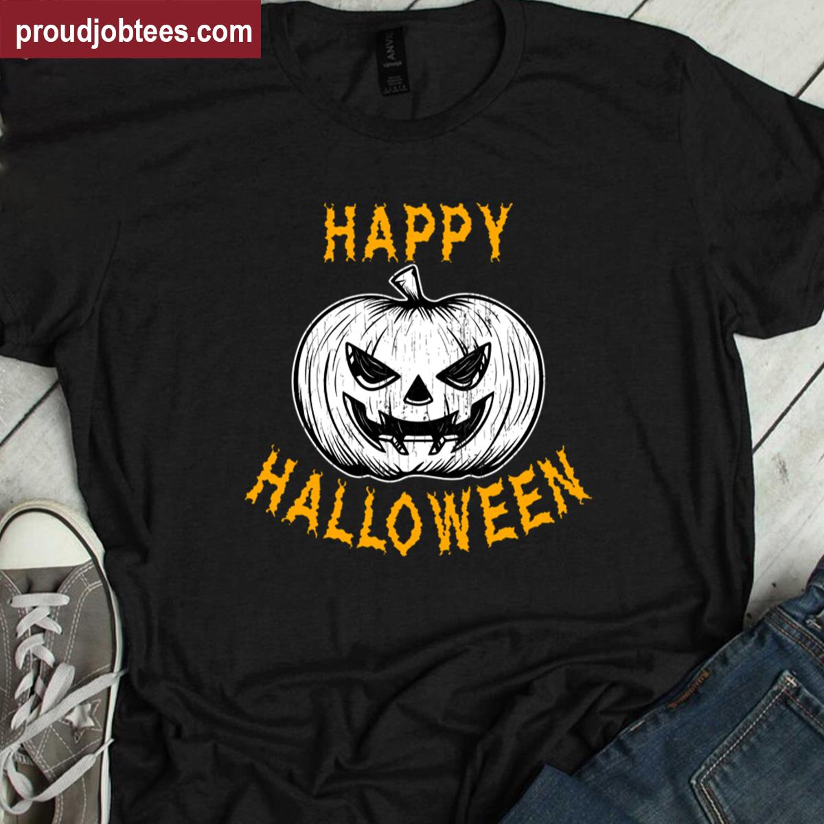 Scary Face Jack O Lantern Spooky Tee Shirt