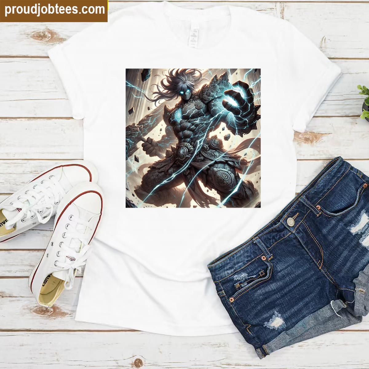 Stone Anime Warrior Graphic Tee Shirt
