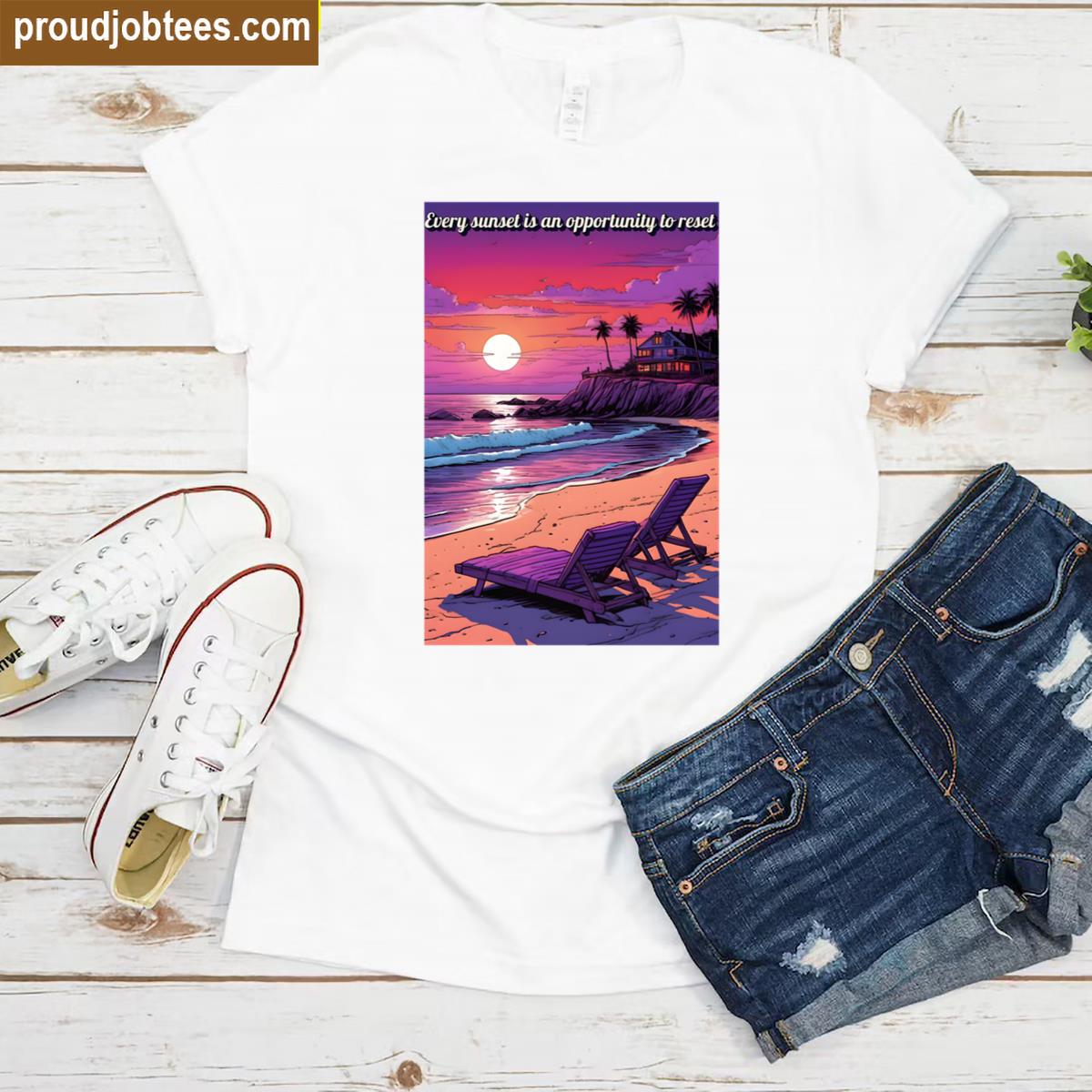 Sunset Graphic Design Tee Shirt