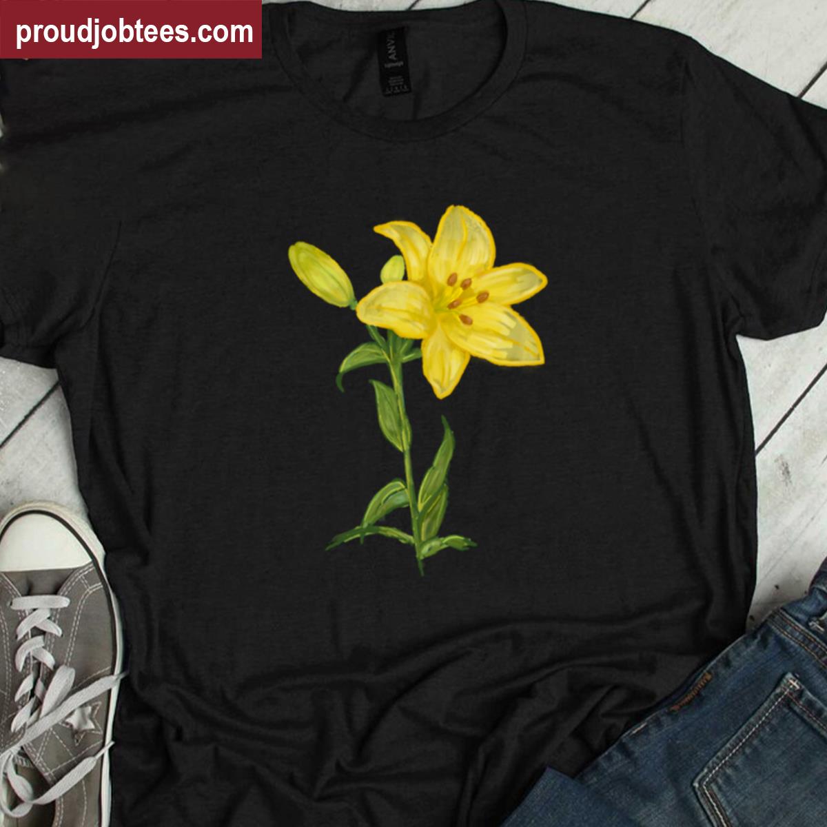 Yellow Lily Floral Tee Shirt