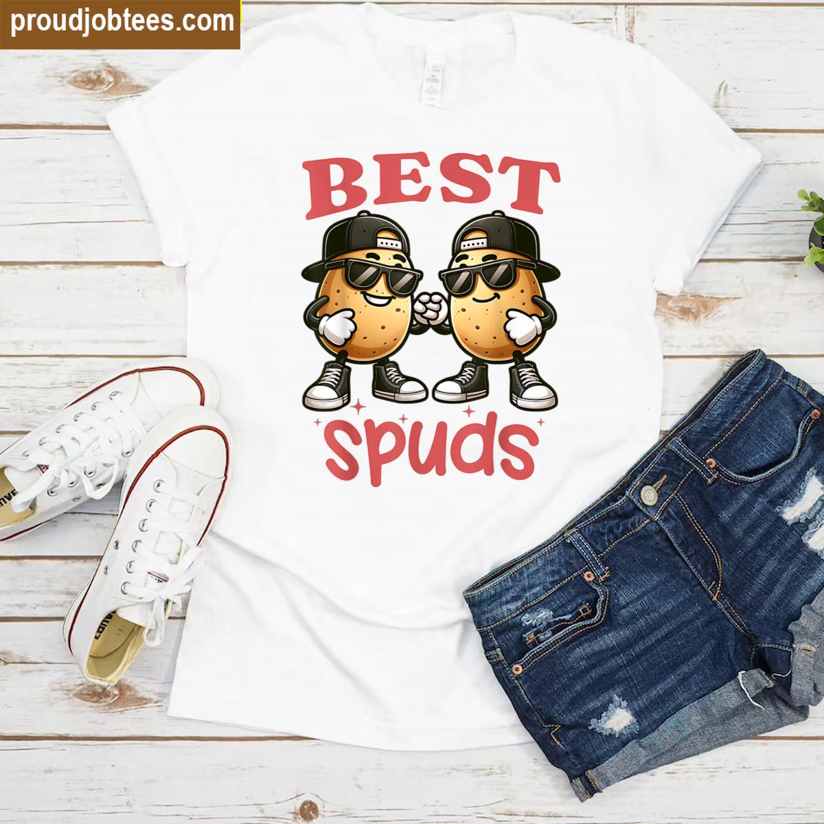 Best Spuds Twin Day Matching Potatoes Funny Best Friend Boys Shirt