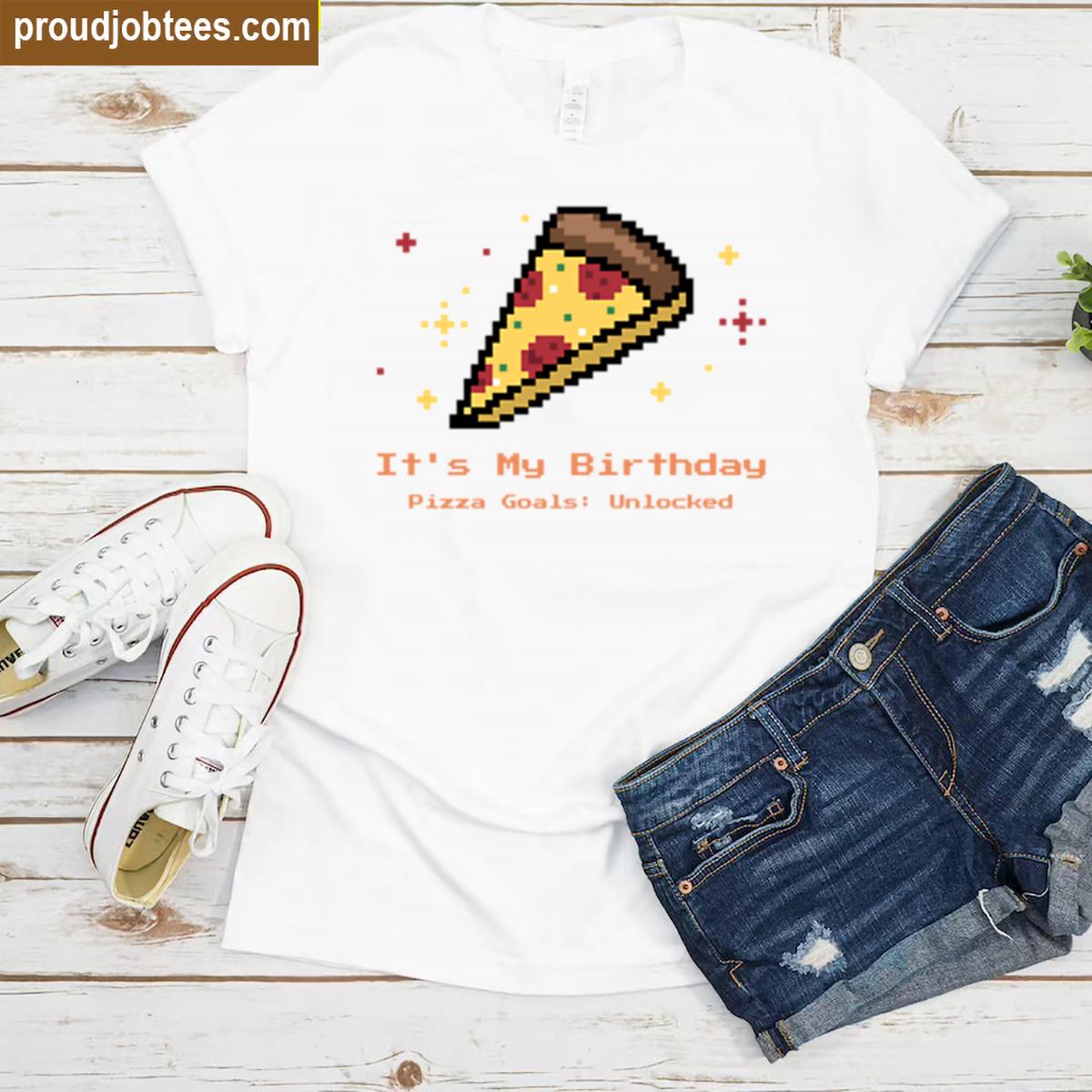 Its My Birthday Pizza Goals Unlocked Kids Oversized Shirt