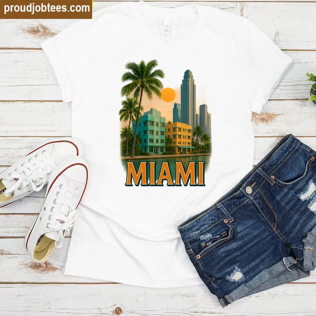 Miami Retro And Vintage Sunset Oversized Shirt