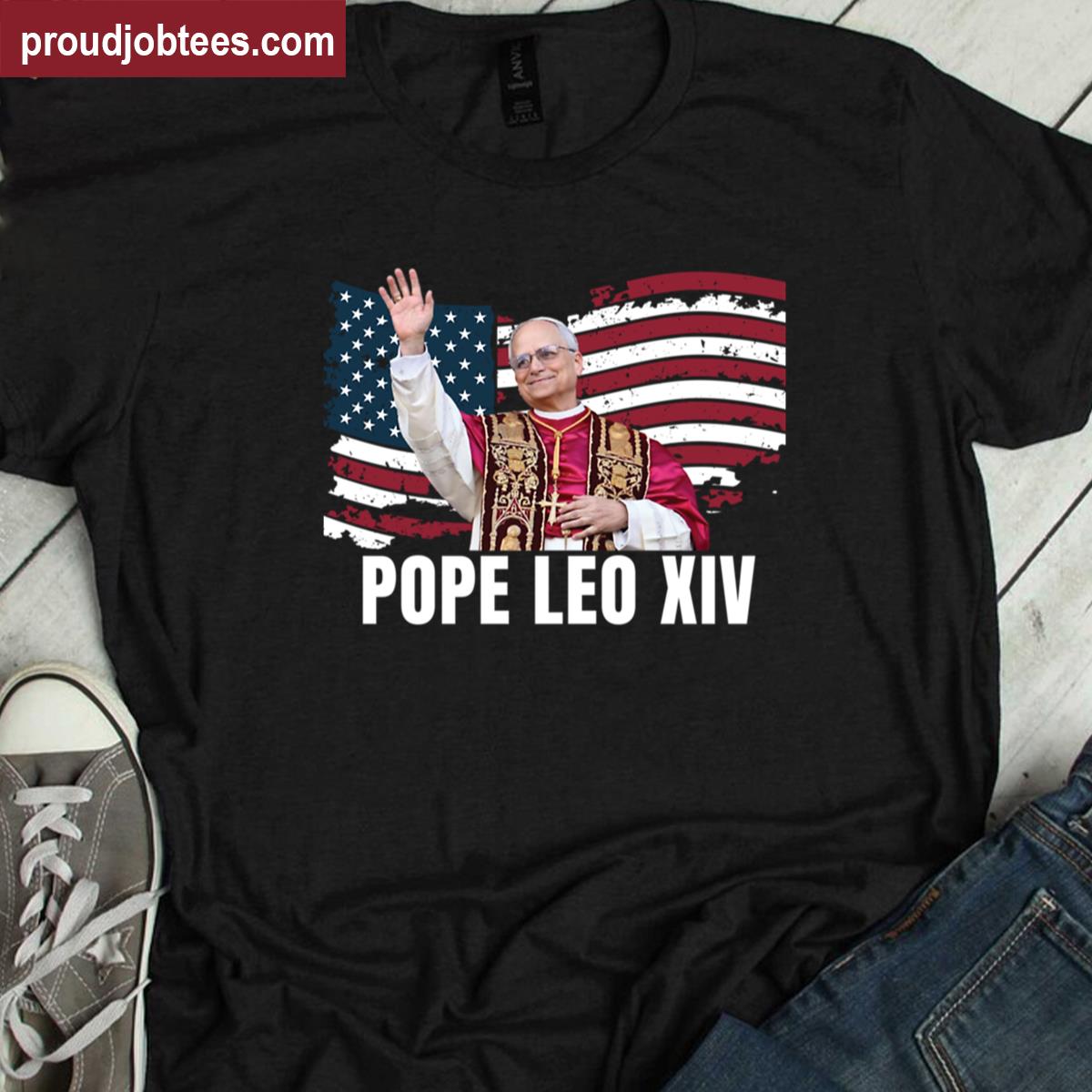New Pope Leo Xiv Robert American Flag Shirt