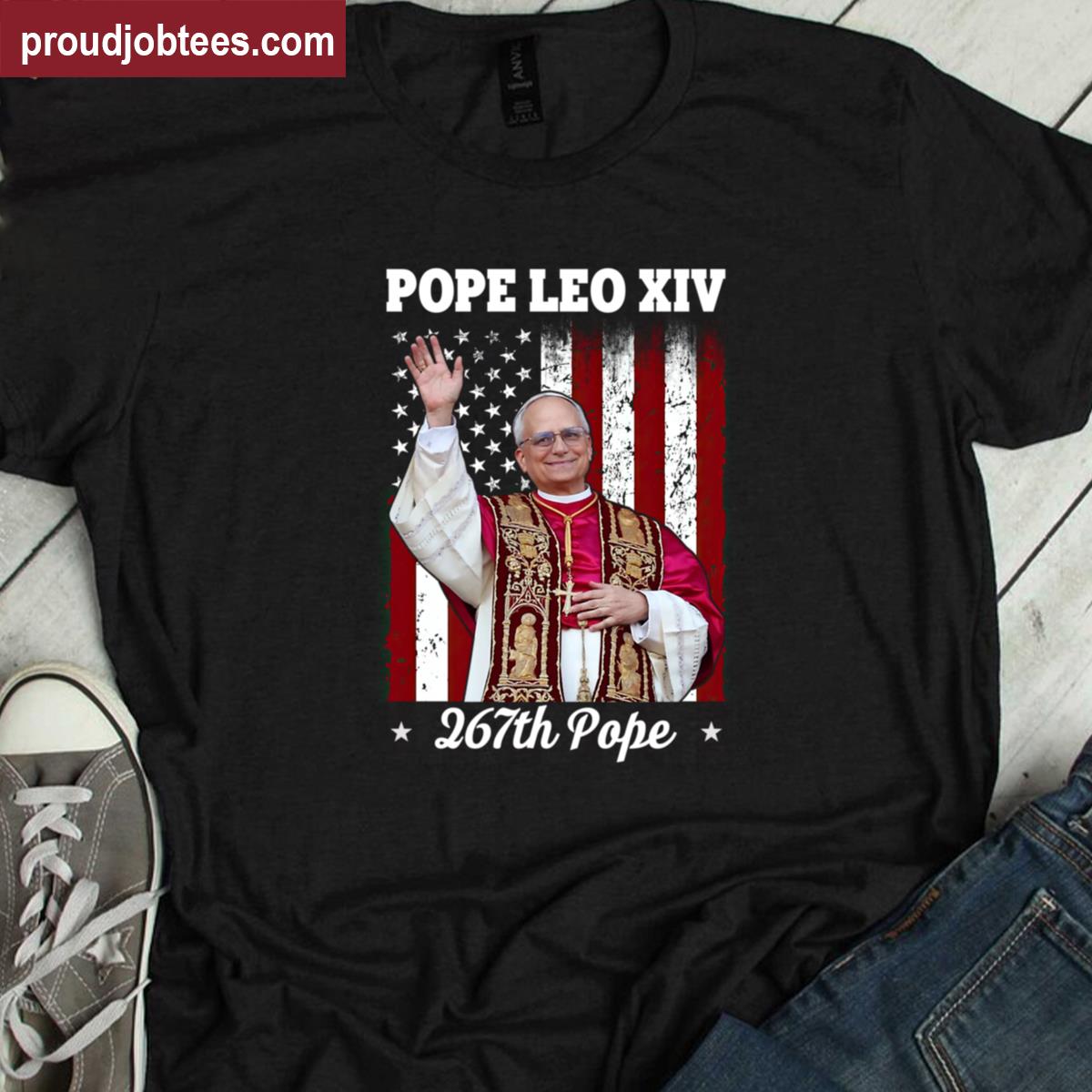 New Pope Leo Xiv Robert Prevost American Flag Shirt