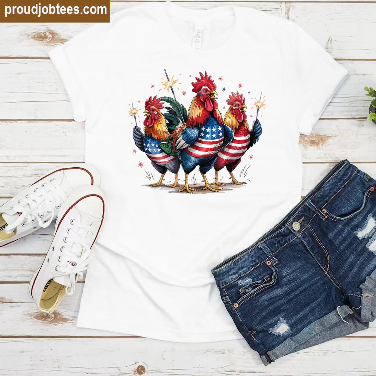 Patriotic Chicken Lover Usa Flag 4th Of July Shirt