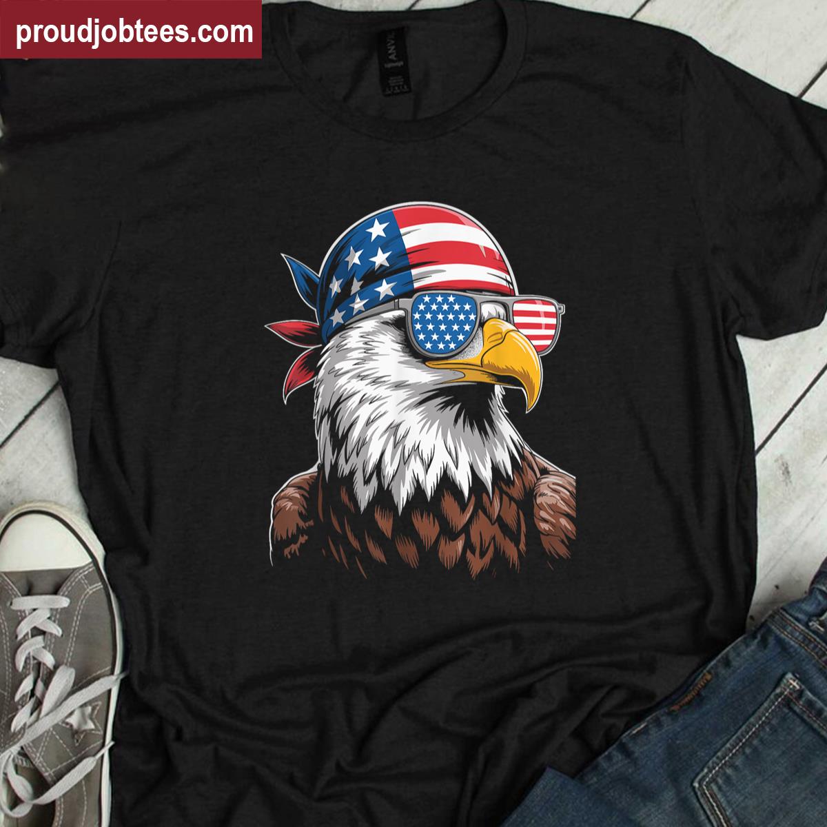 Patriotic Eagle Usa Sunglasses Bandana 4th Of July Shirt