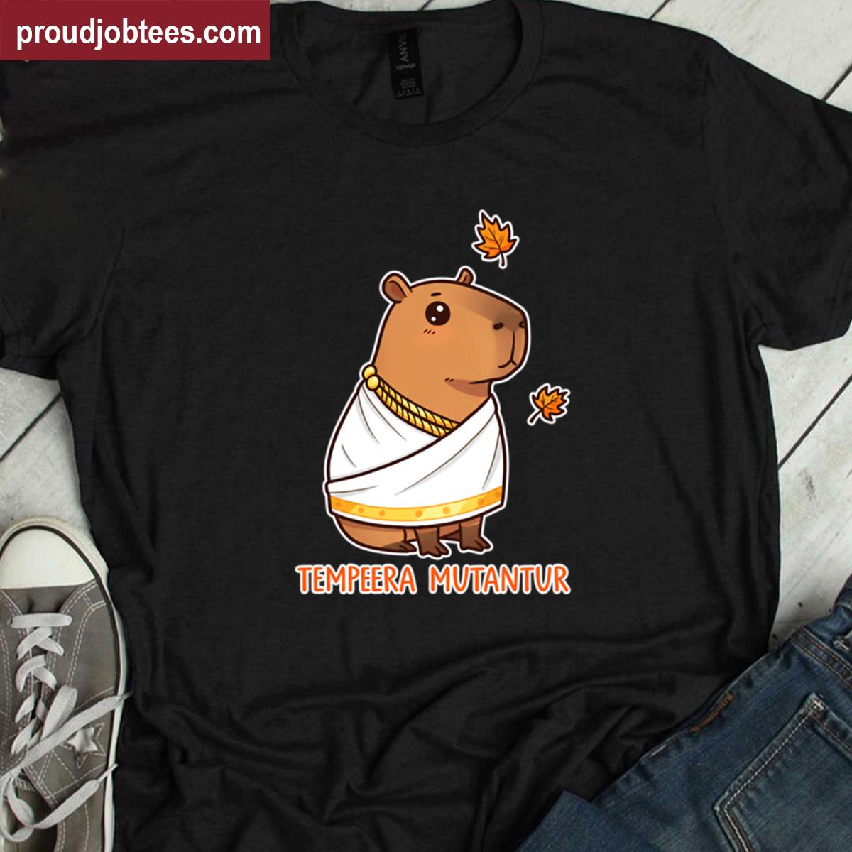 Philosopher Capybara With Toga And Autumn Leaf Oversized Shirt
