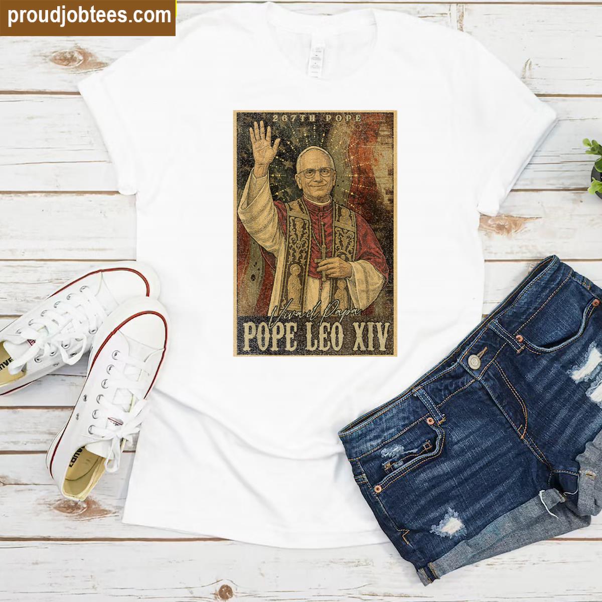 Pope Leo Xiv 14th First American Pope Usa Flag Vintage Shirt