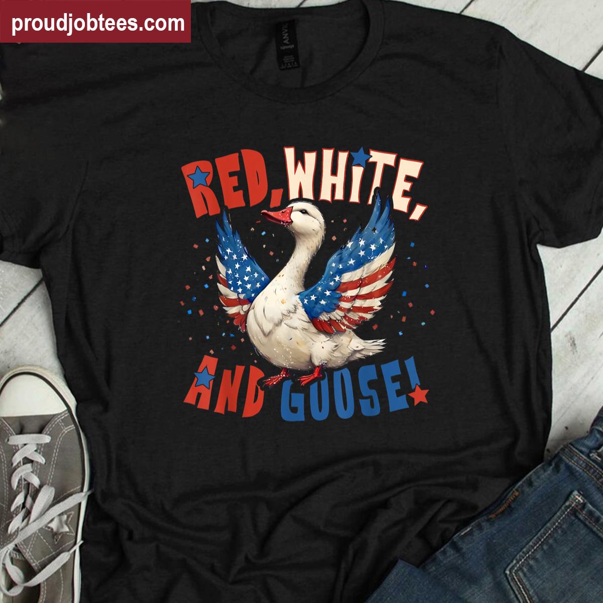 Red White And Goose Funny 4th Of July Patriotic Usa Goose Shirt