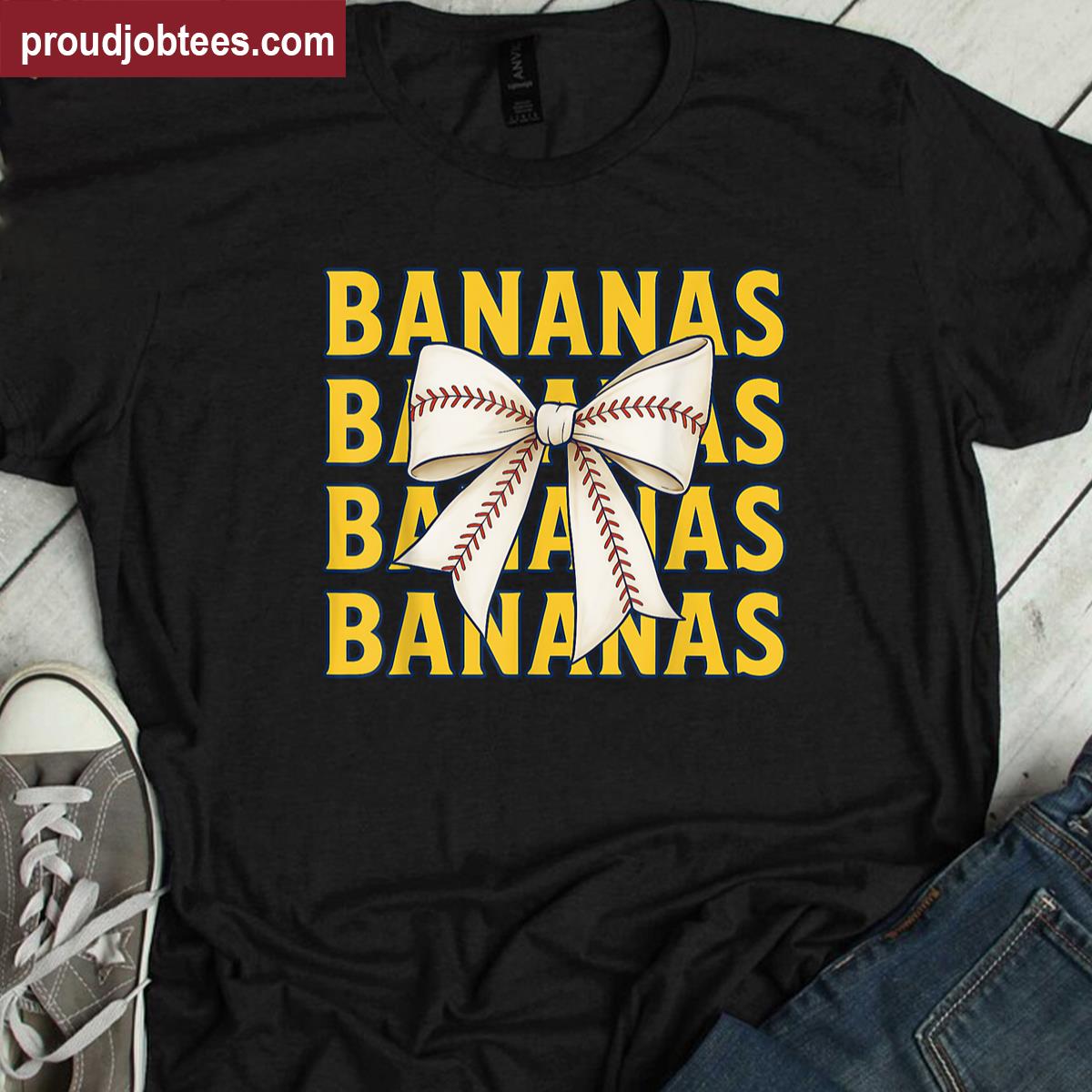 Retro Bananas Last Name Gifts Coquette Bow Women Girls Kids Shirt