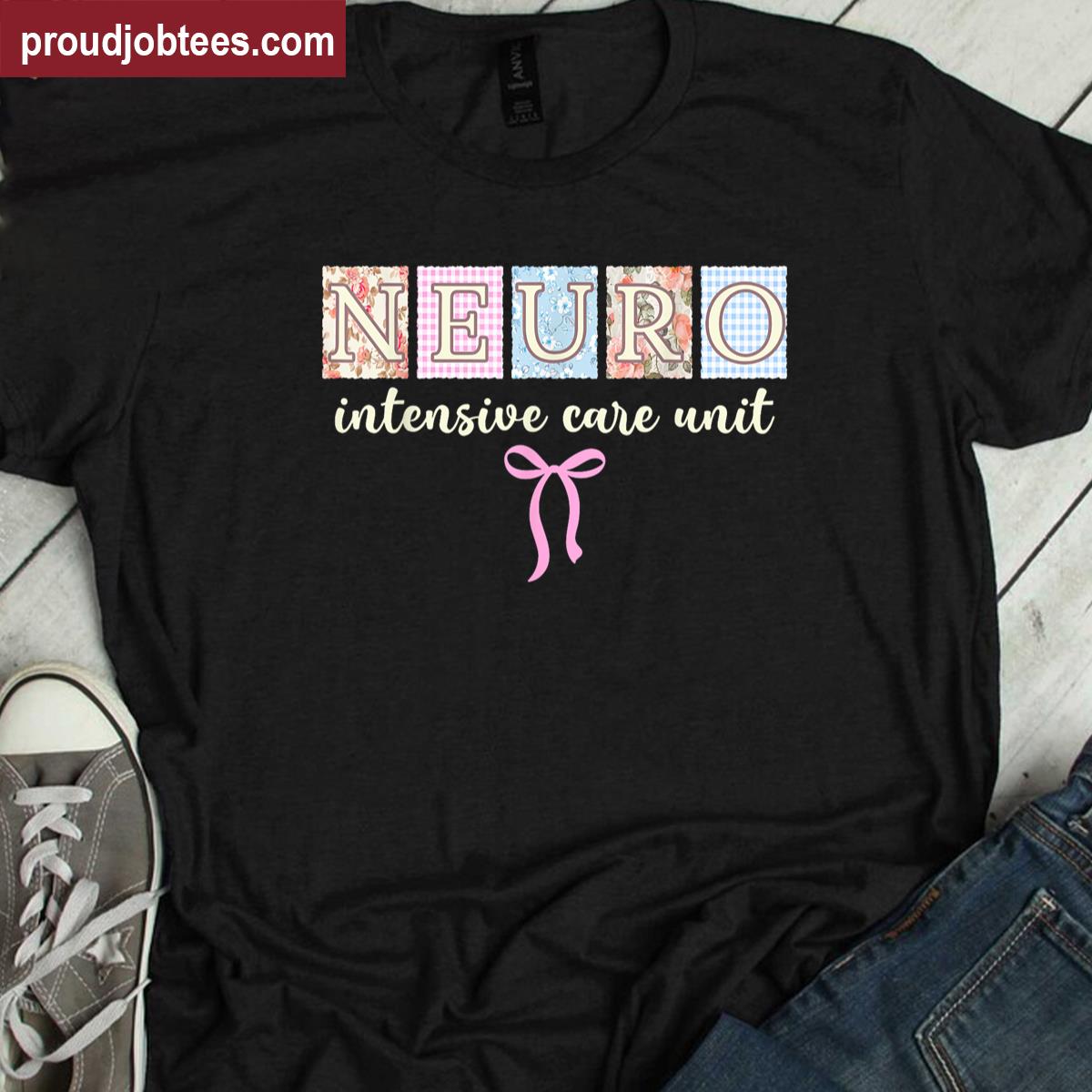 Retro Floral Neuro Intensive Care Unit Neurology Icu Nurse Shirt
