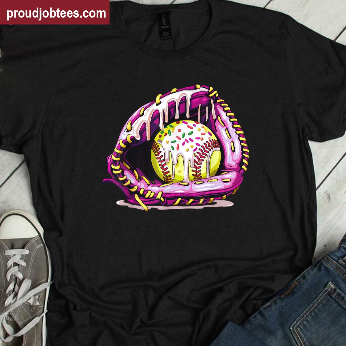Softball Drip Ice Cream Sprinkles Softball Glove Shirt