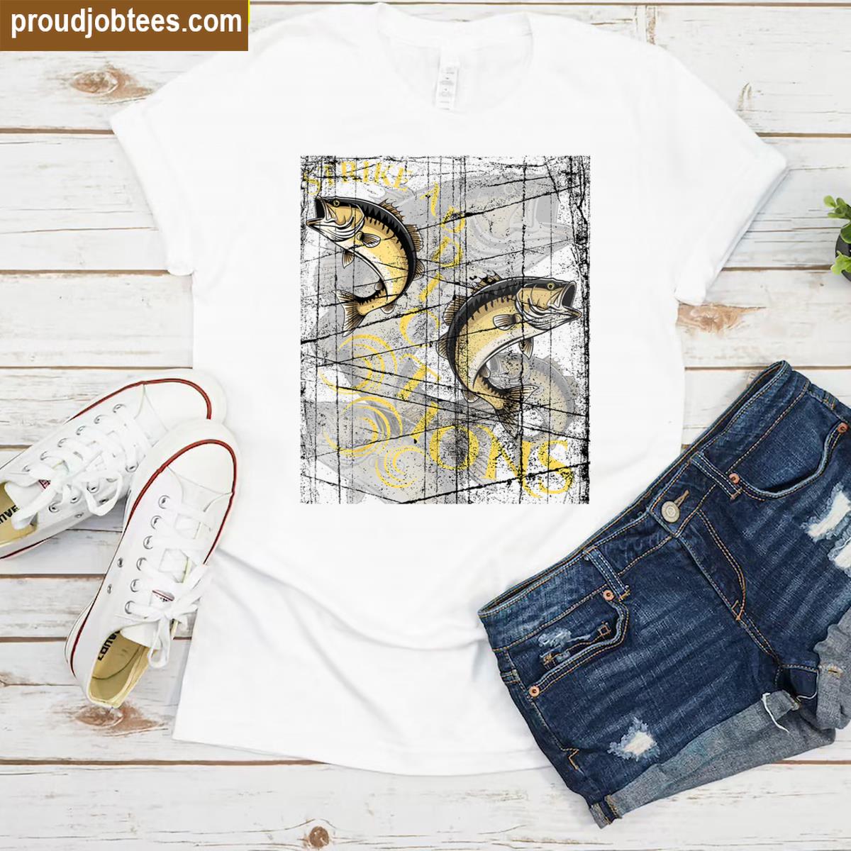 Strike Addictions Vintage Style Graphic Fishing Sports Shirt