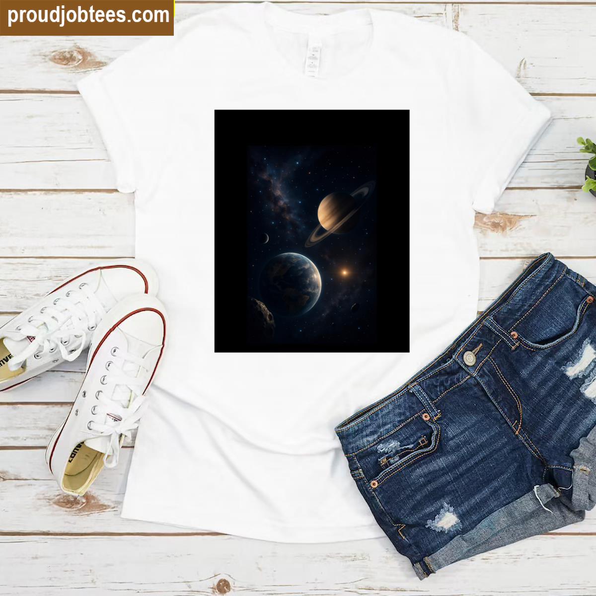 Stunning Realistic Outer Space Planetscape Graphic Shirt