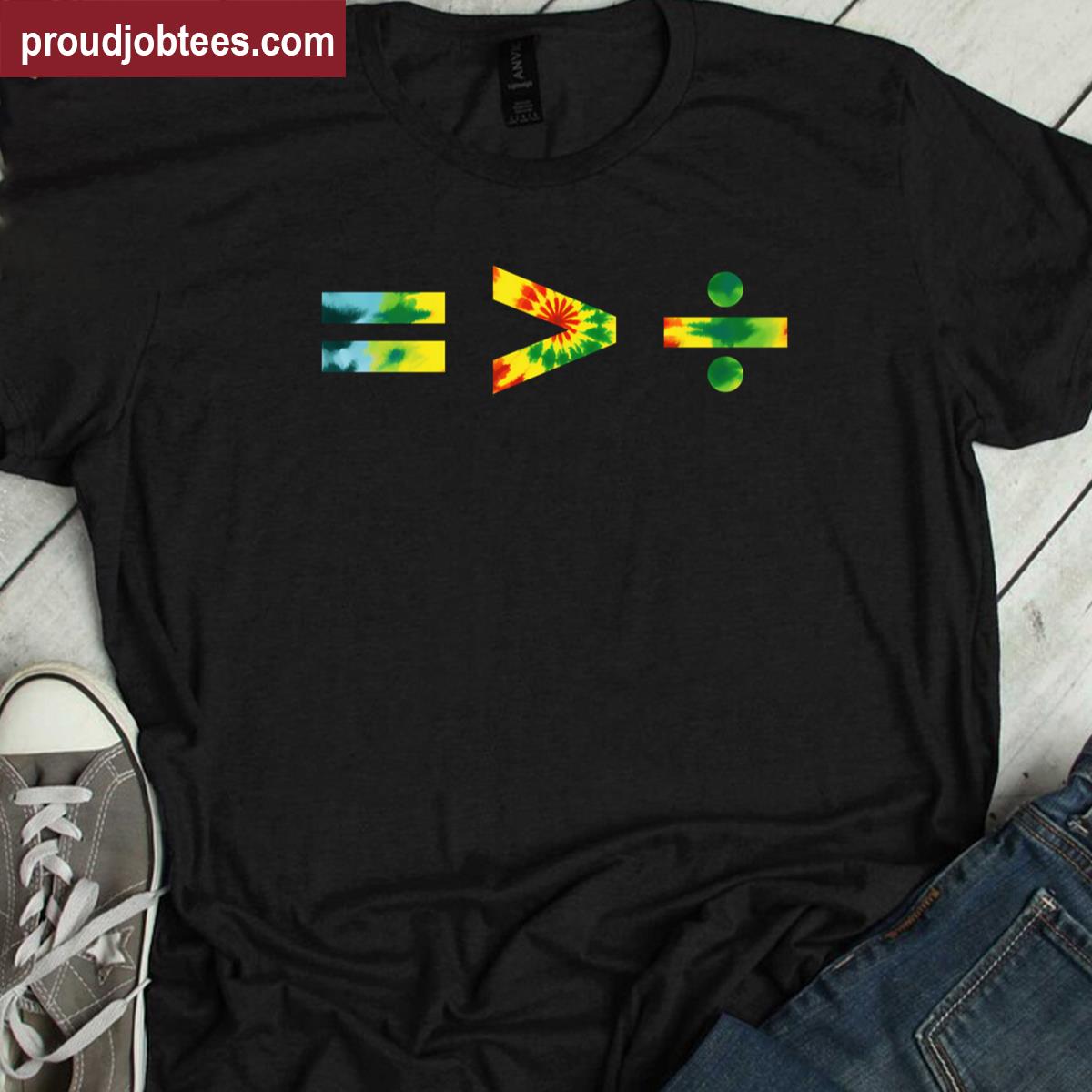 Tie Dye Juneteenth Equality Is Greater Than Division Afro Shirt