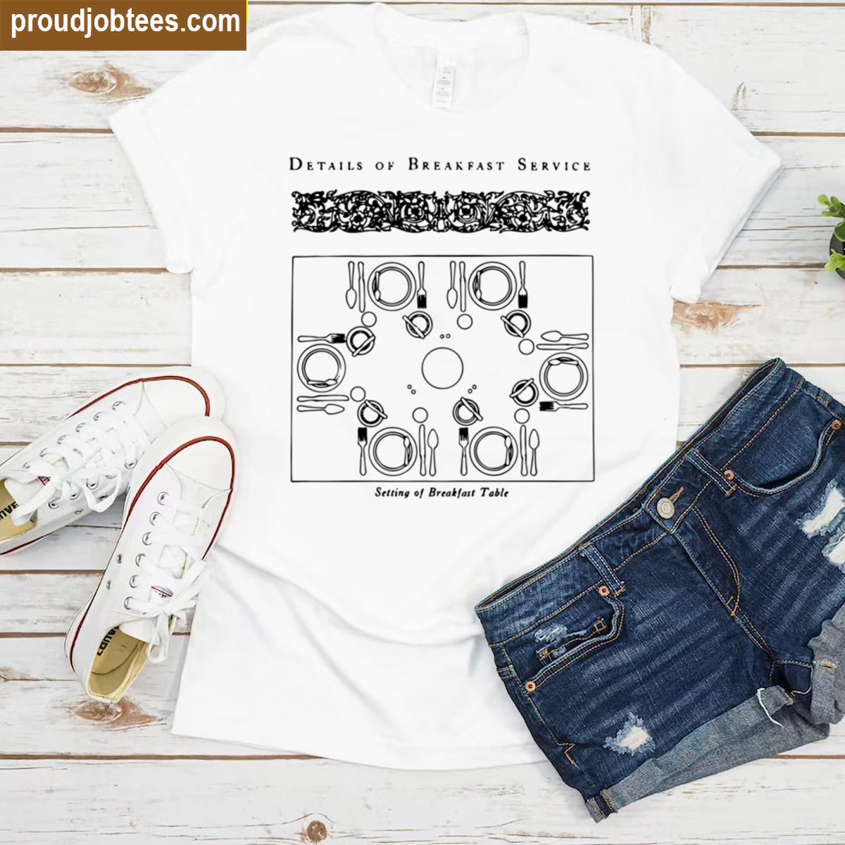 Vintage Breakfast Table Setting Elegant Antique Service Diagram Shirt