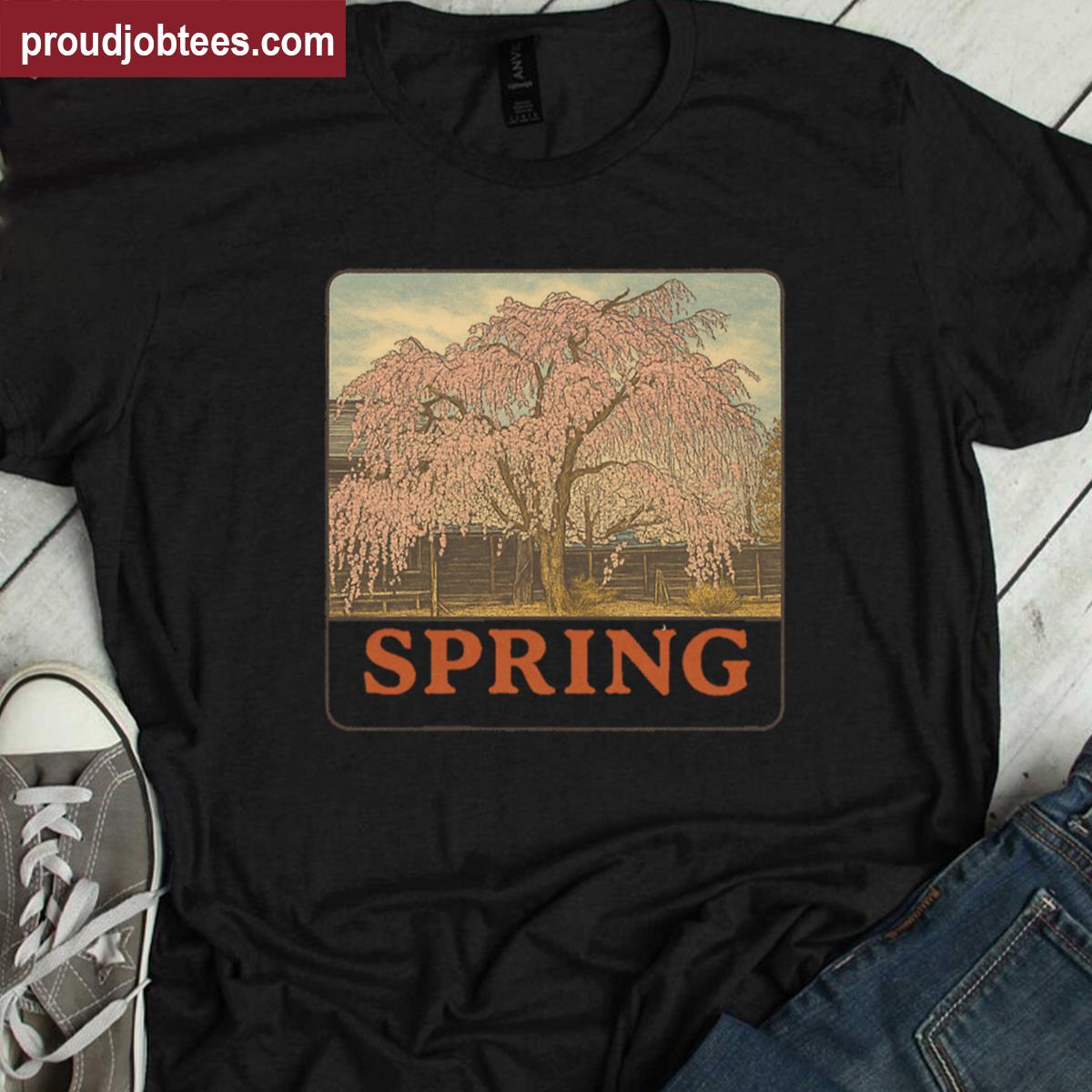Weeping Cherry Spring Nostalgic Spring Arrival Retro Style Shirt