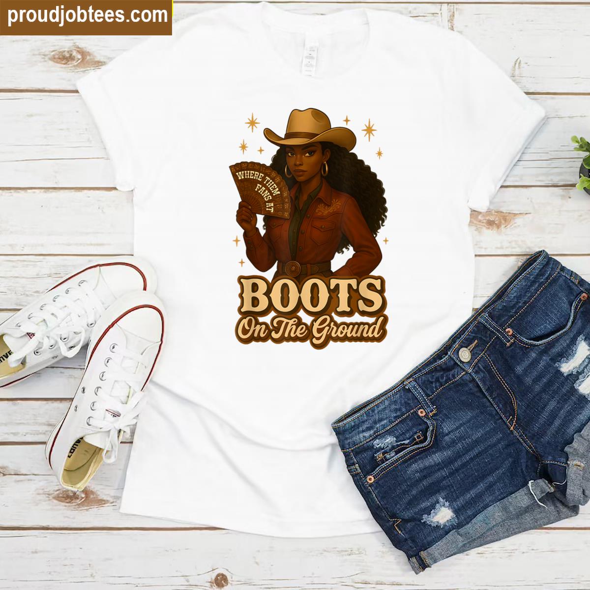 Western Black Cowgirl For Women Boots On The Ground Shirt