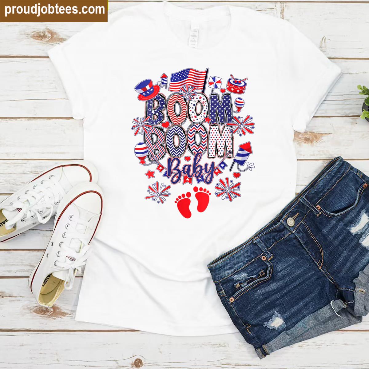 Womens 4th Of July Baby Announcement 4th Of July Pregnancy Reveal Shirt