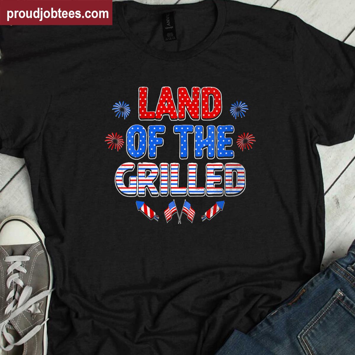 Womens Land Of The Grilled 4th Of July Grill Bbq Lover Patriotic Shirt