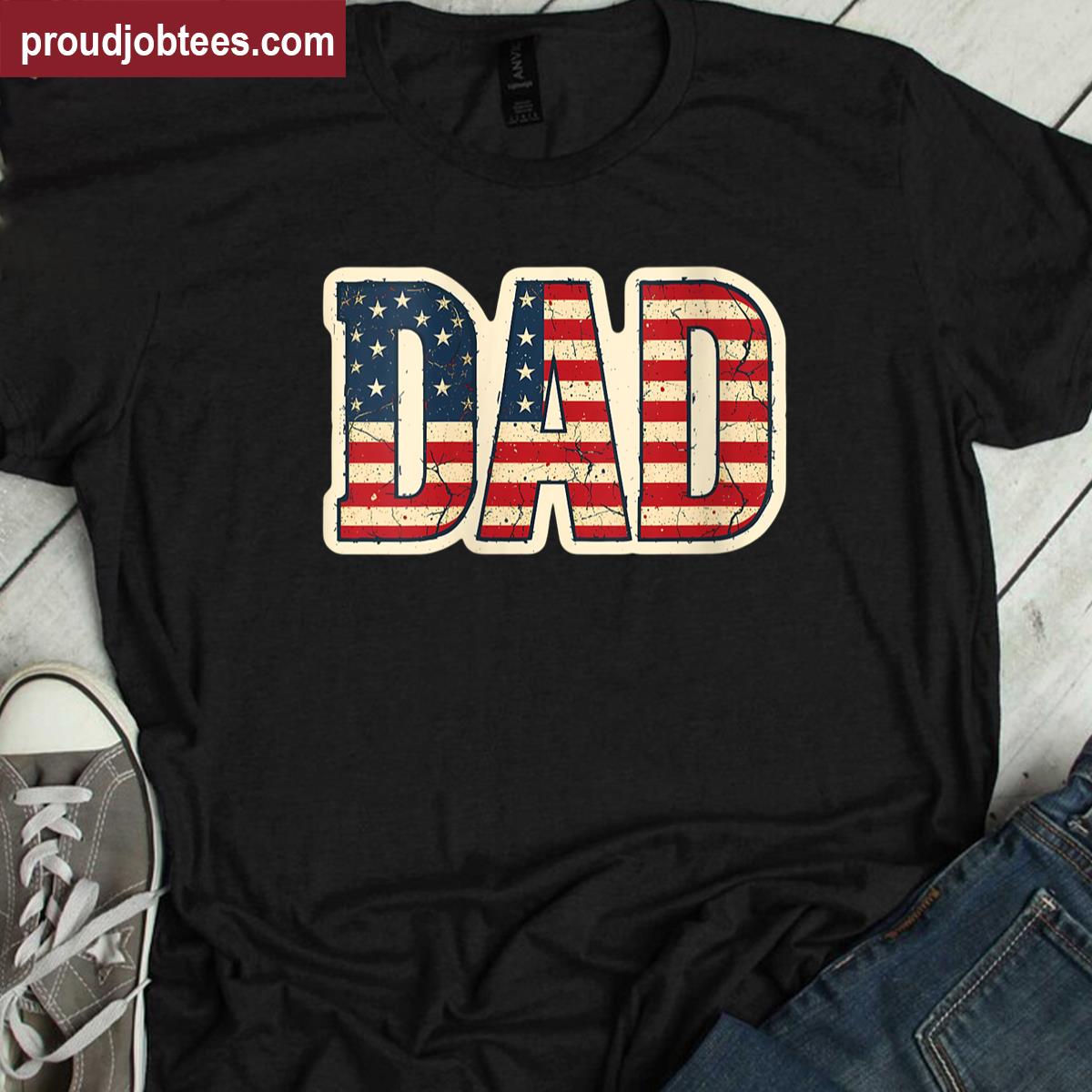 Womens Vintage American Dad Fathers Day 4th Of July Usa Patriot Shirt