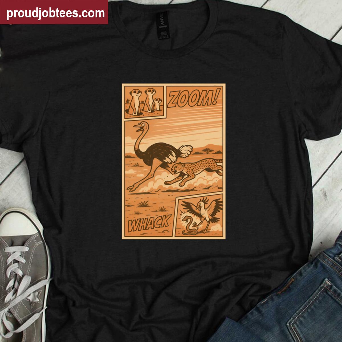 Zoom Whack Wildlife Chase Comic Oversized Shirt