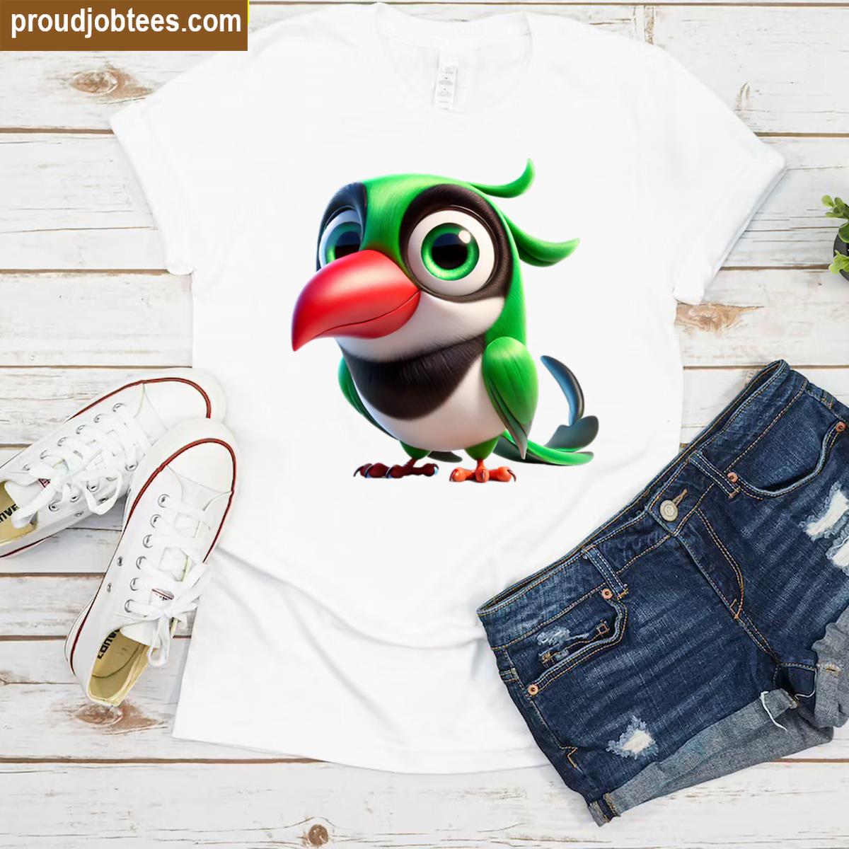 Adorable Common Green Magpie Graphic Tee Shirt