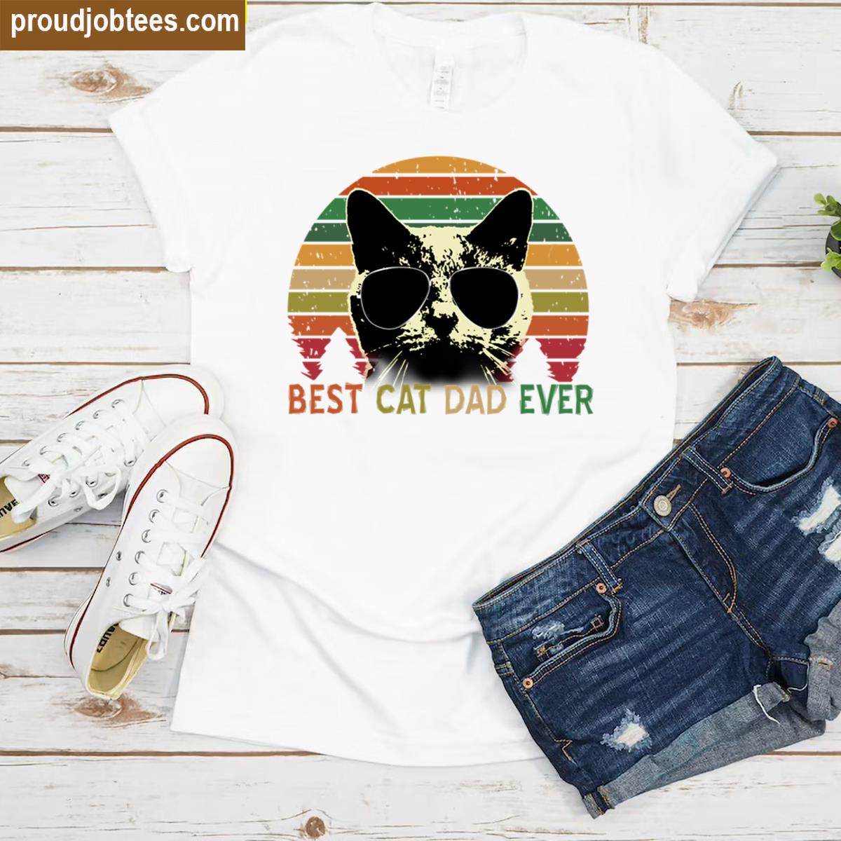 Best Cat Dad Ever Retro Gift Shirt