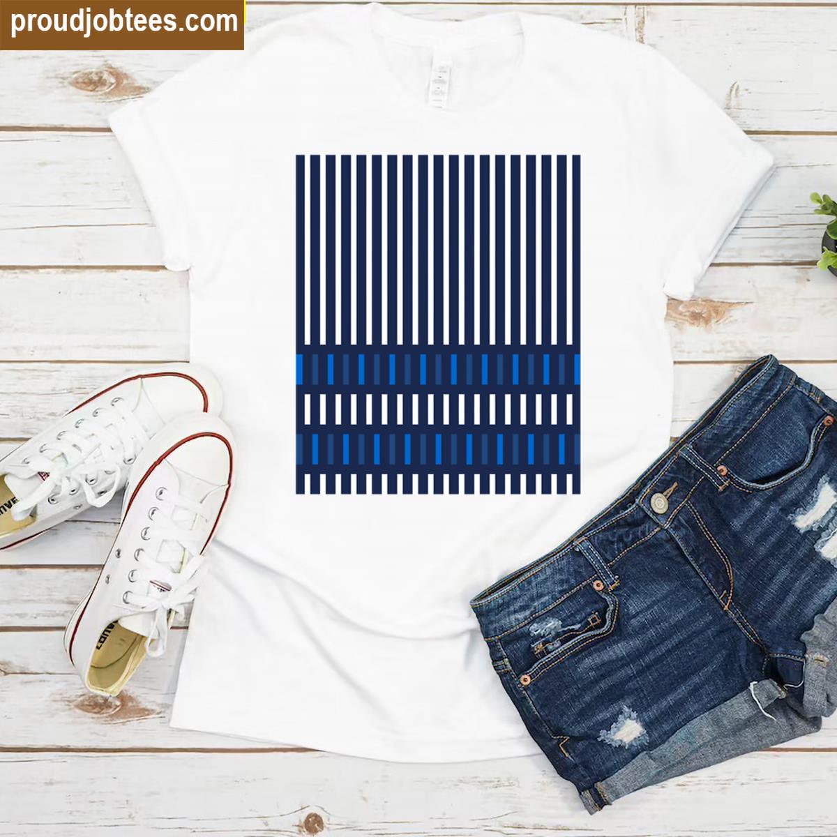 Boho Farmhouse White Navy Blue Shirt