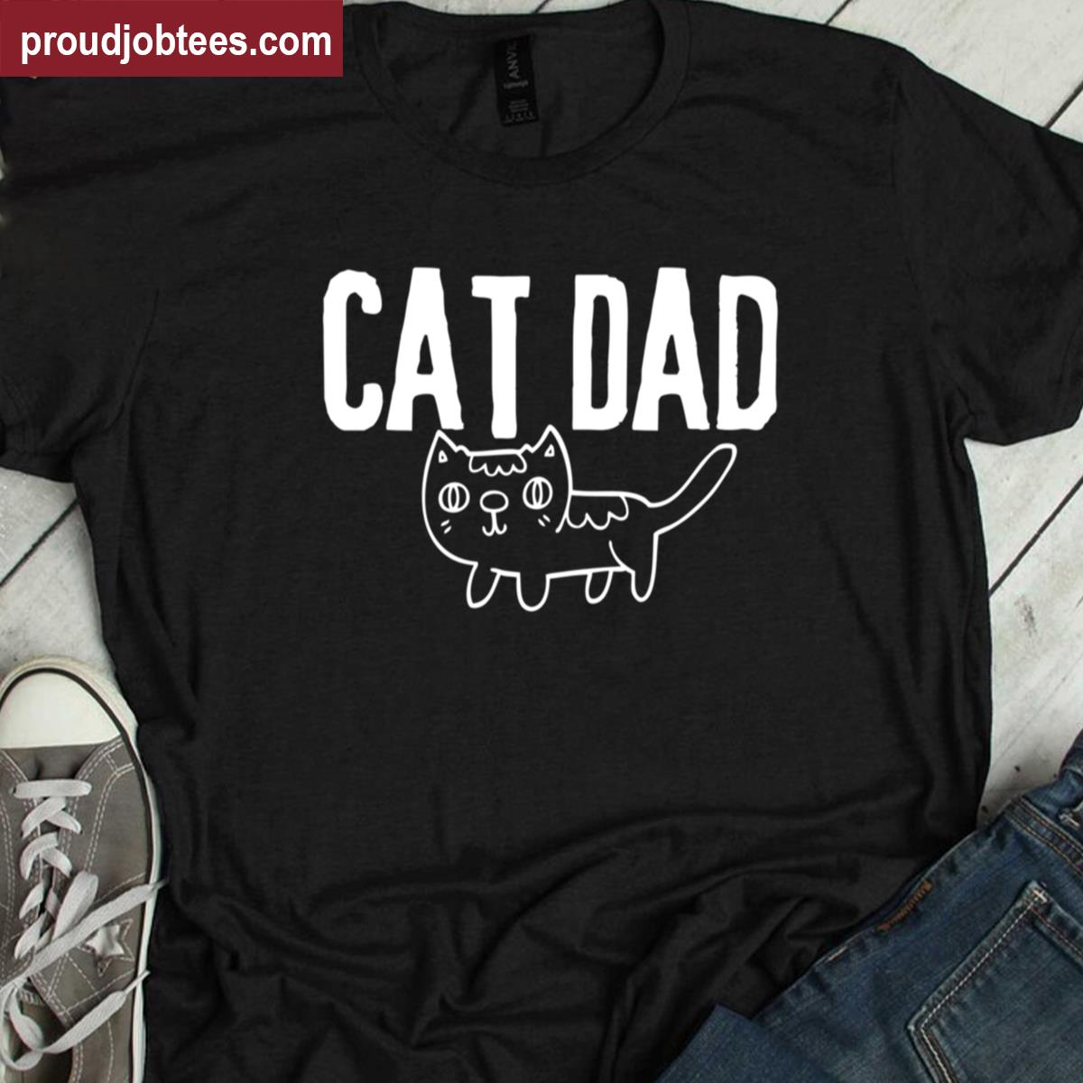 Cat Dad Drawing Graphic Tee Shirt