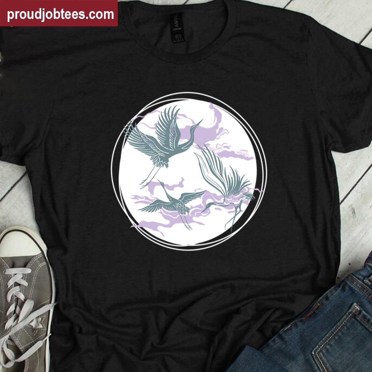 Cranes In Flight Graphic Tee Shirt