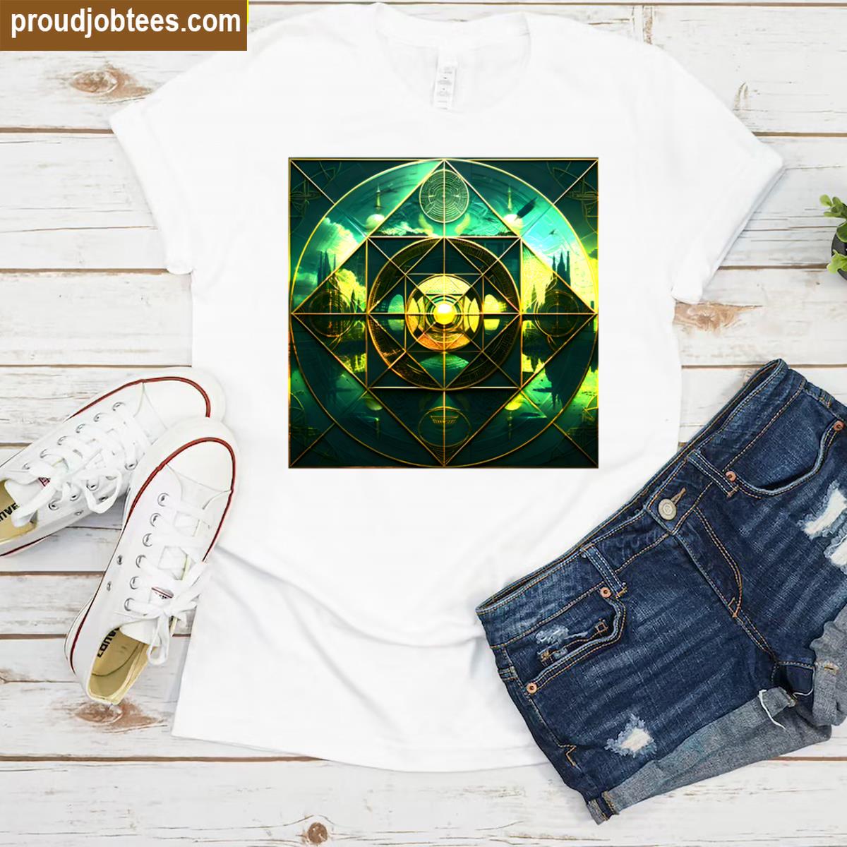 Emerald Radiance Geometric Art Tee Shirt