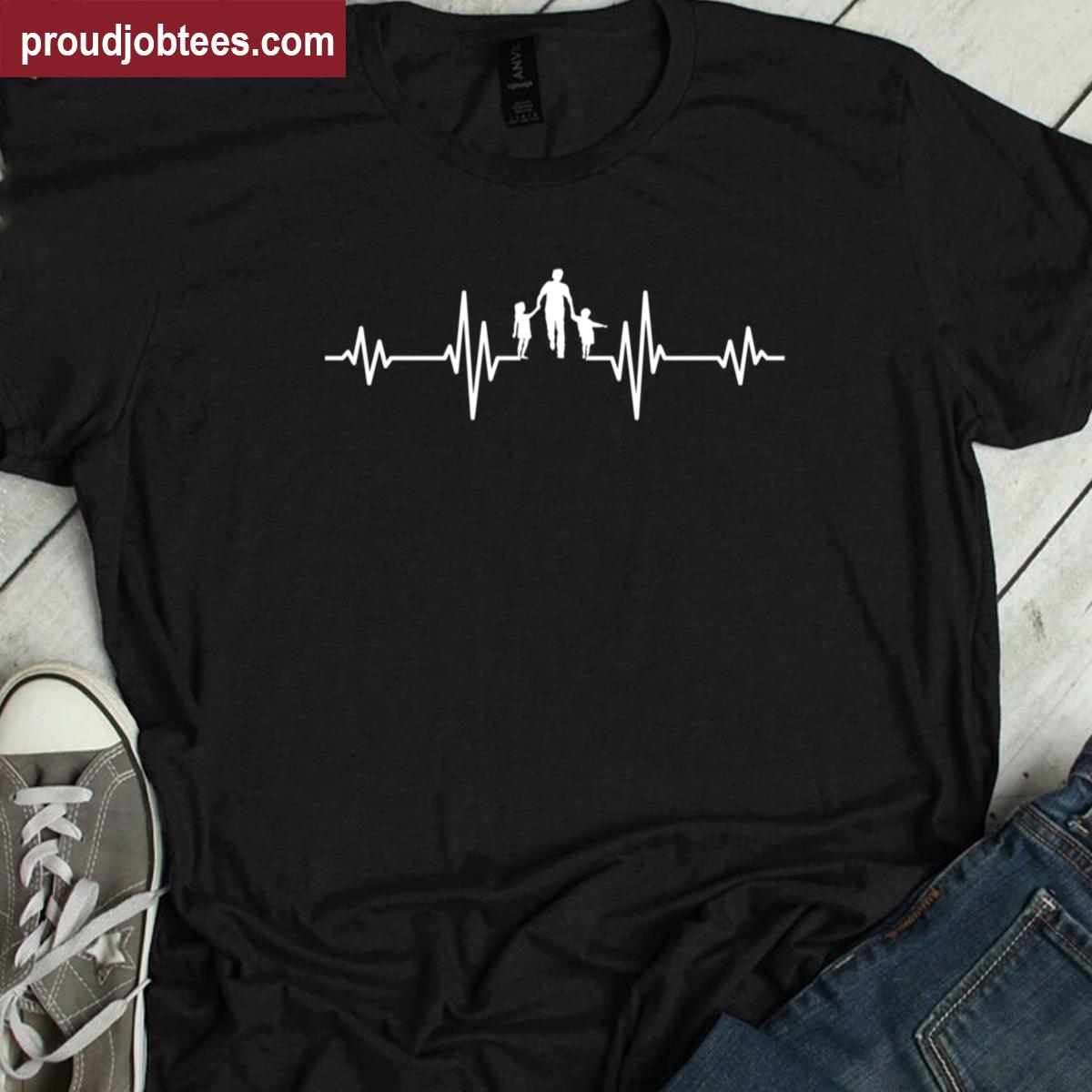 Fathers Day Heartbeat Design Shirt