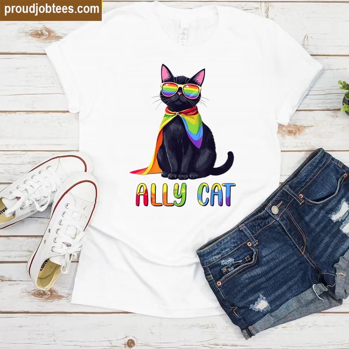 Ally Cat Rainbow Equal Rights Tee Shirt