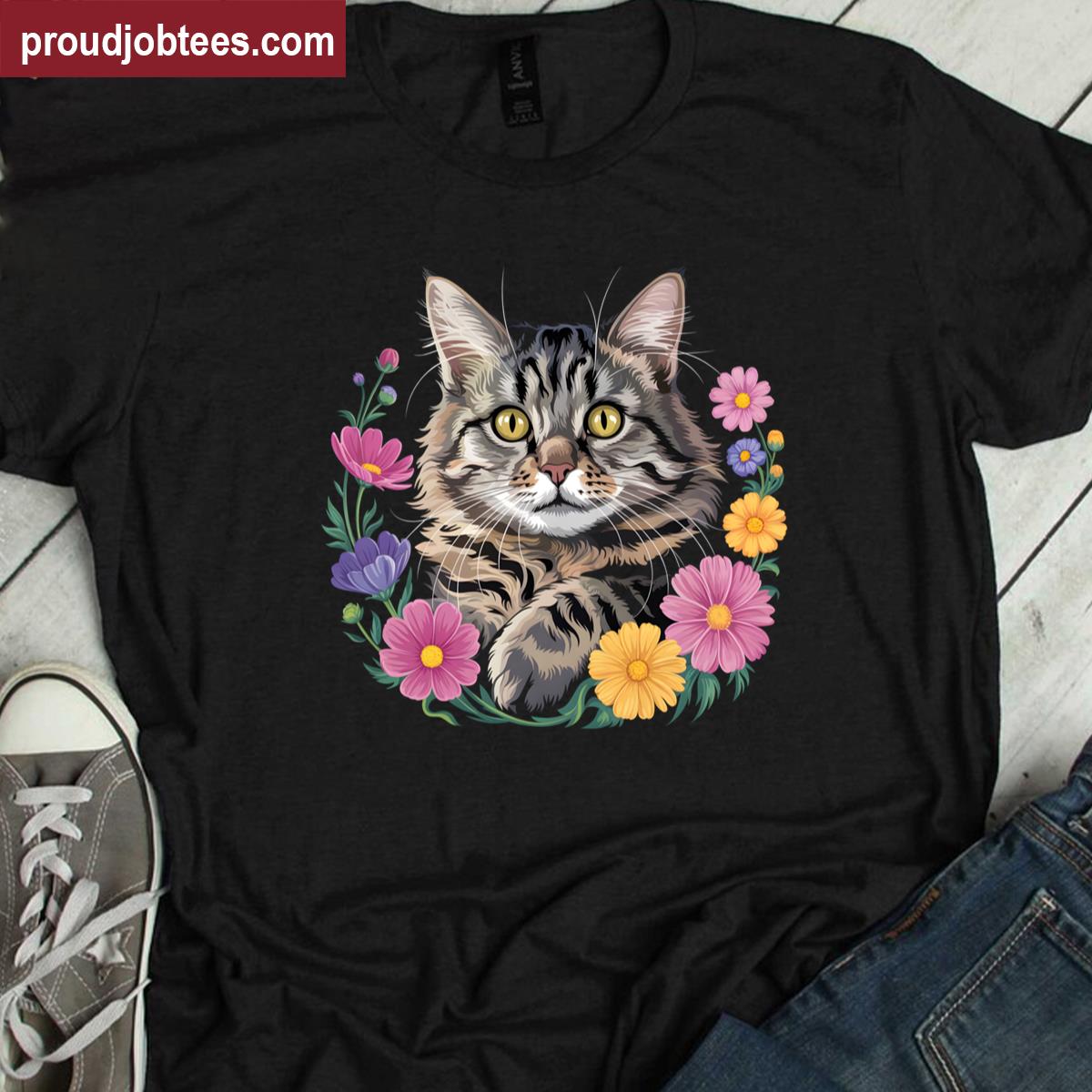 Cat Flower Kitten Tee Shirt