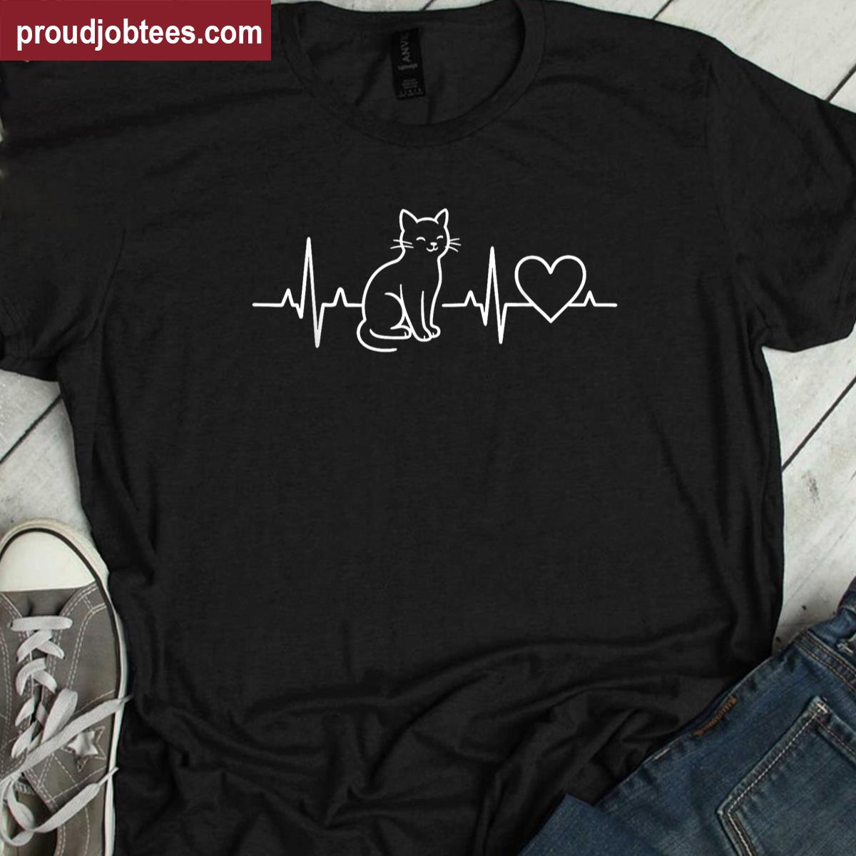 Cat Heartbeat Cute Tee Shirt