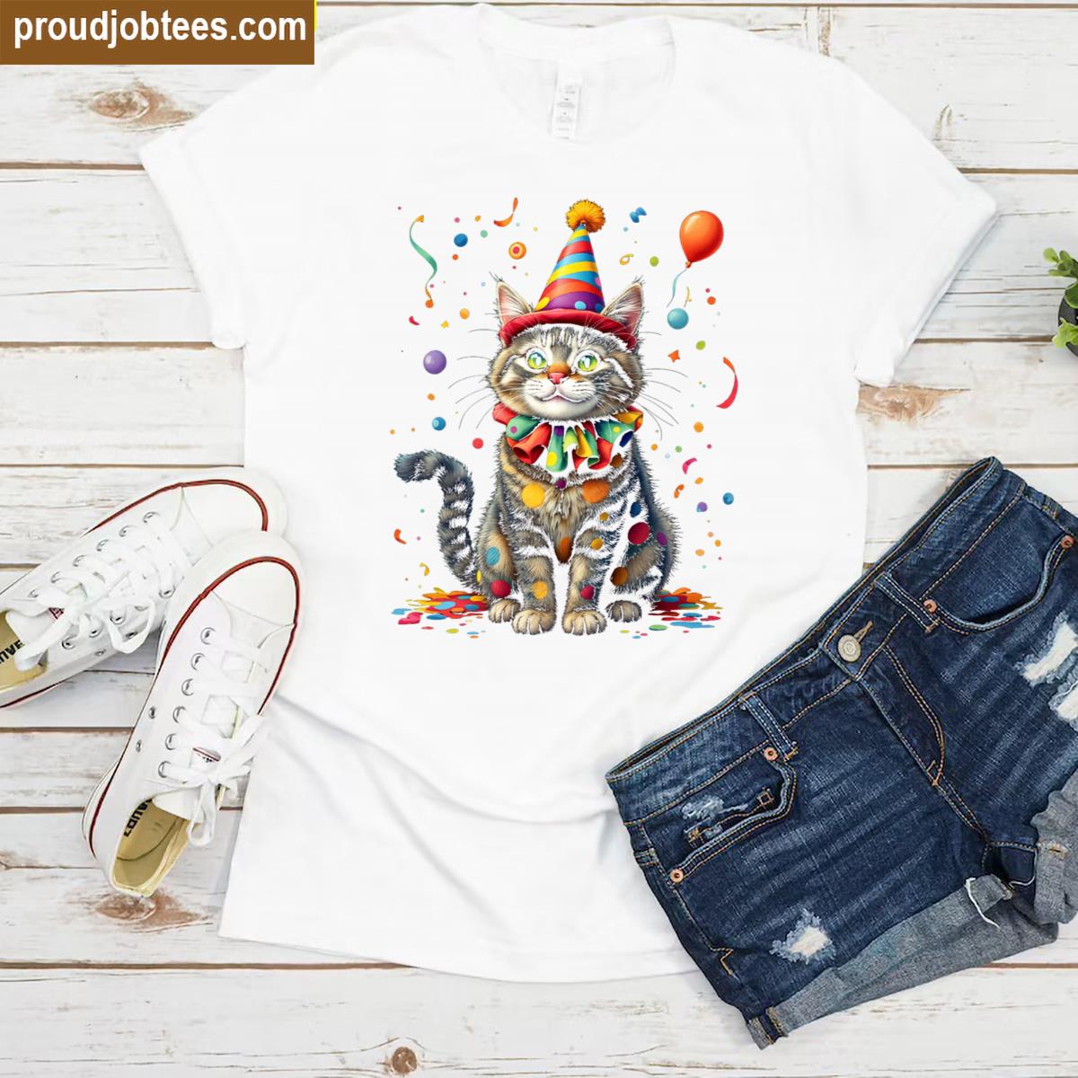 Colorful Cat Graphic Tee Shirt
