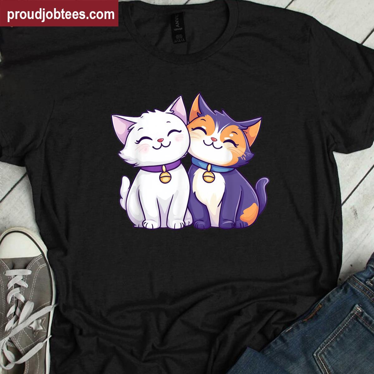 Cute Cat Couple Design Shirt