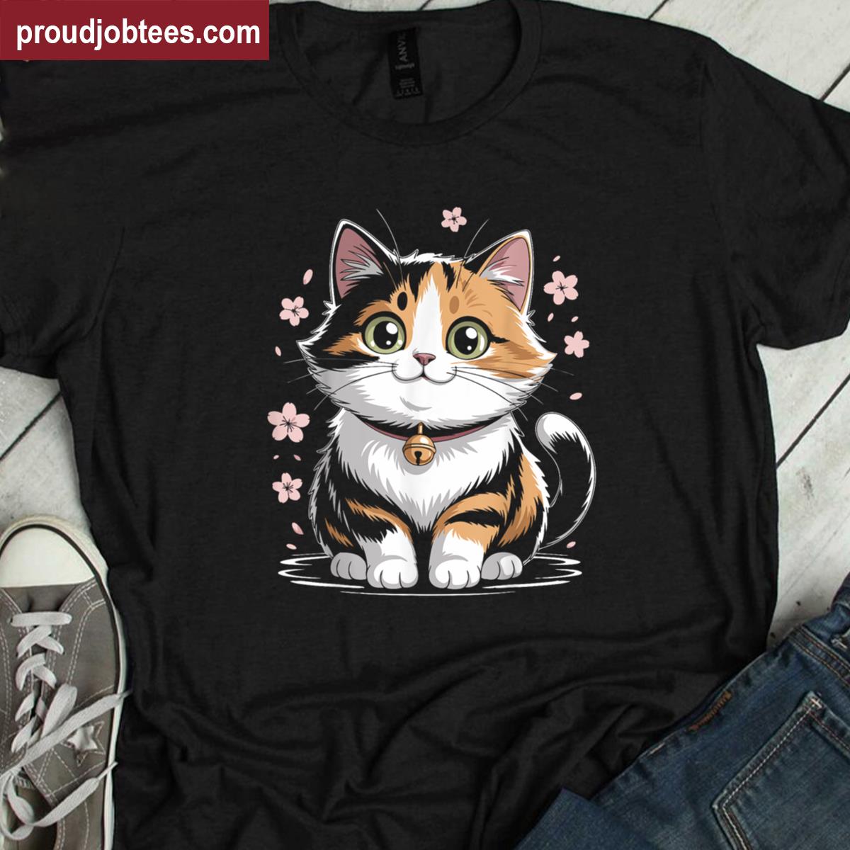 Cute Cat Floral Tee Shirt