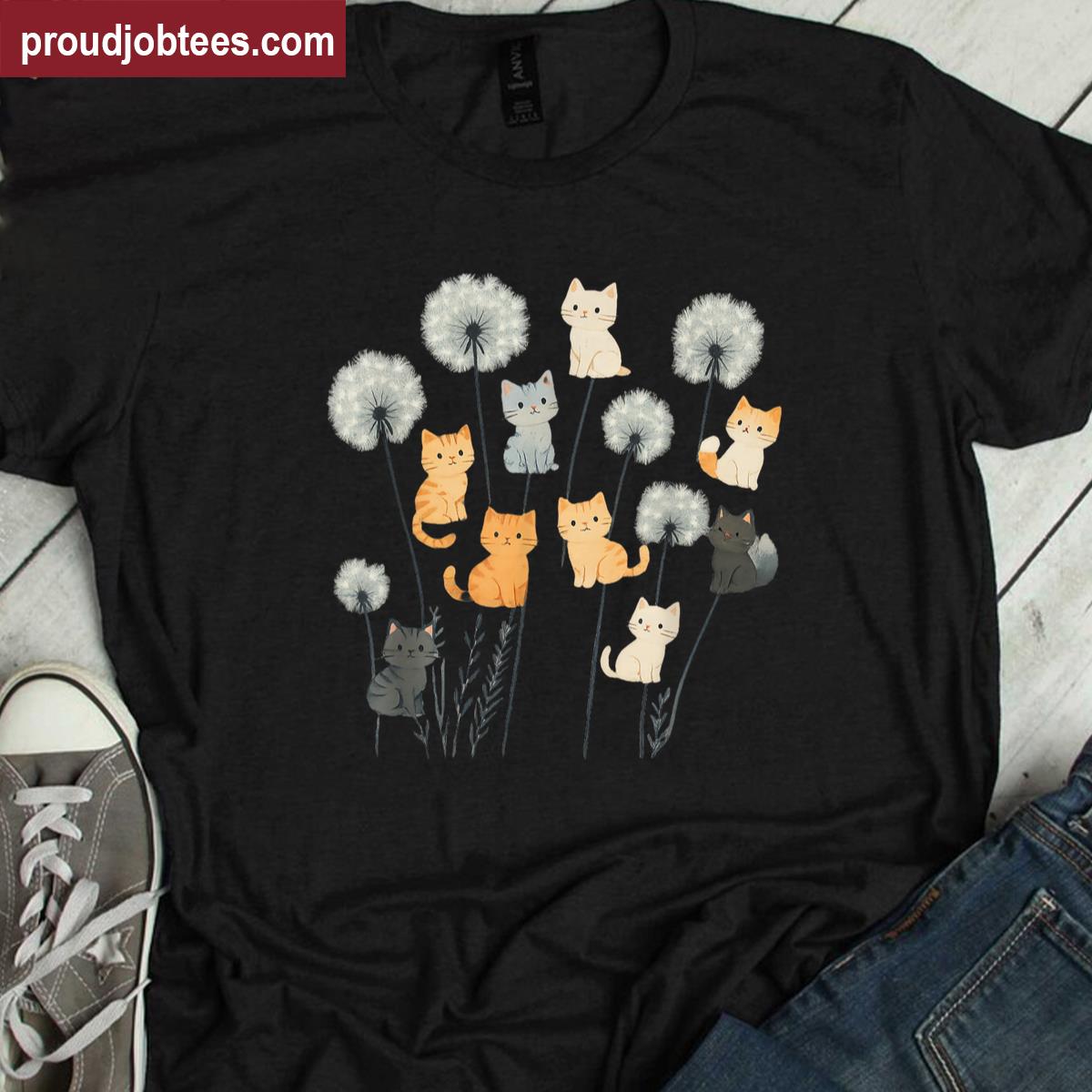 Cute Cat Flower Design Shirt